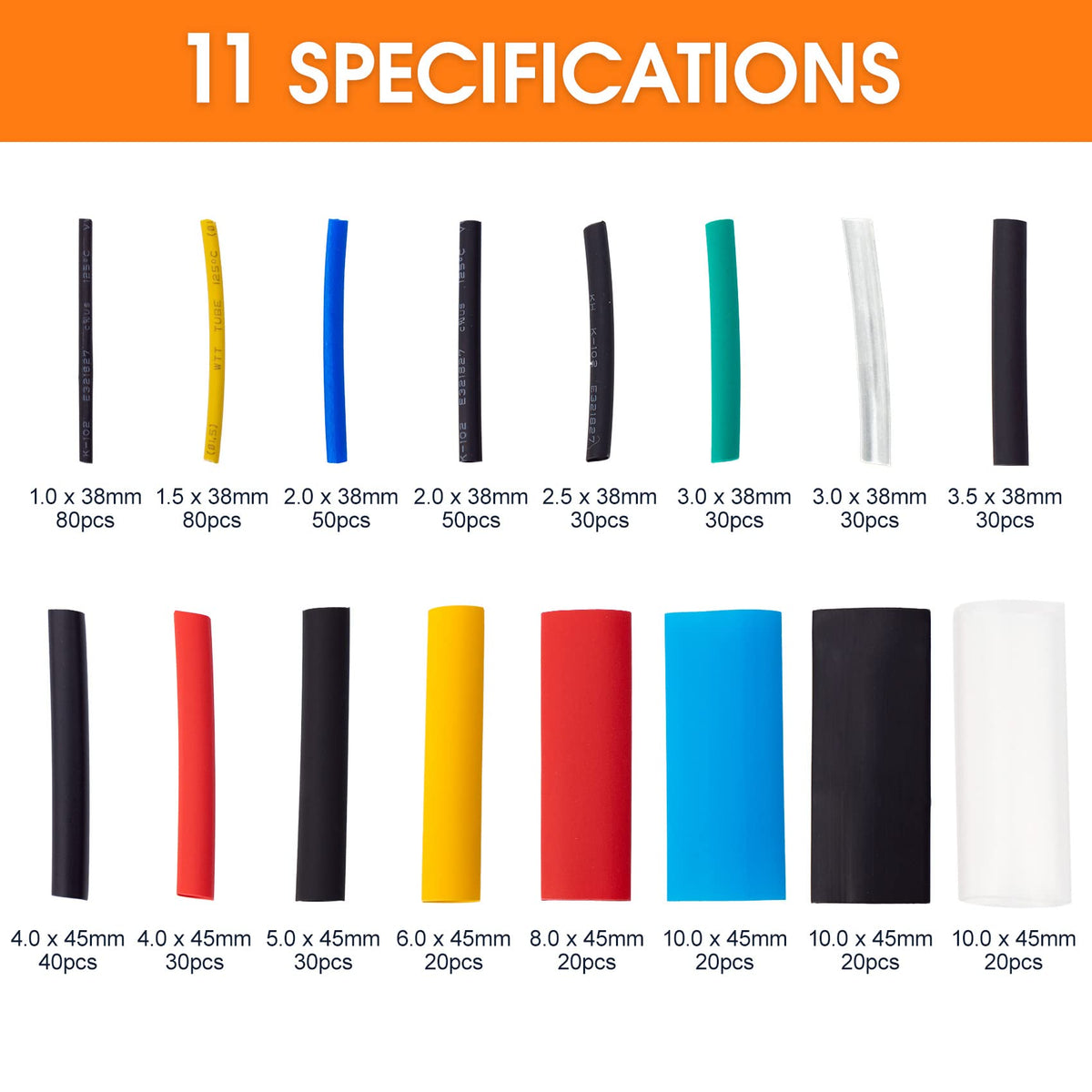 ASHINER Clear Heat Shrink Tubing Kit - 580Pcs EVA Material in 11 Sizes - Ideal for Electrical Insulation, Repairs, and Wire Connectors with User-Friendly Design and Storage Case
