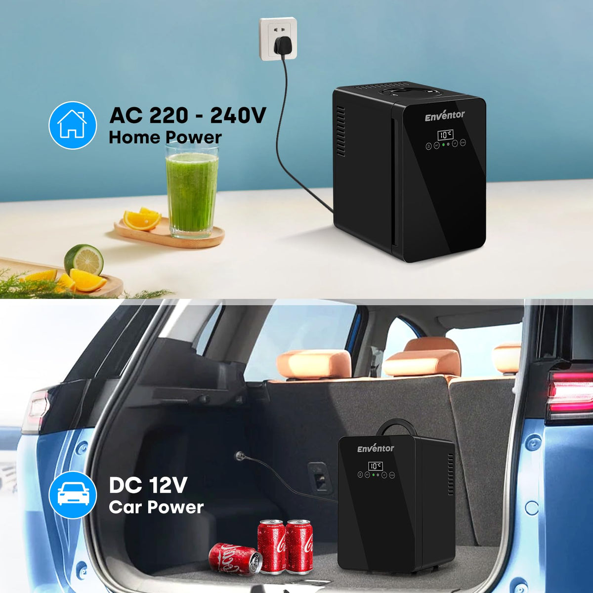 Enventor Mini Fridge, 6 Litre 8 Can Portable Cooler and Warmer, AC+12V DC