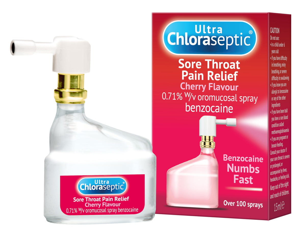 Ultra Chloraseptic Honey and Lemon, Sore Throat Pain Relief Spray 15ml
