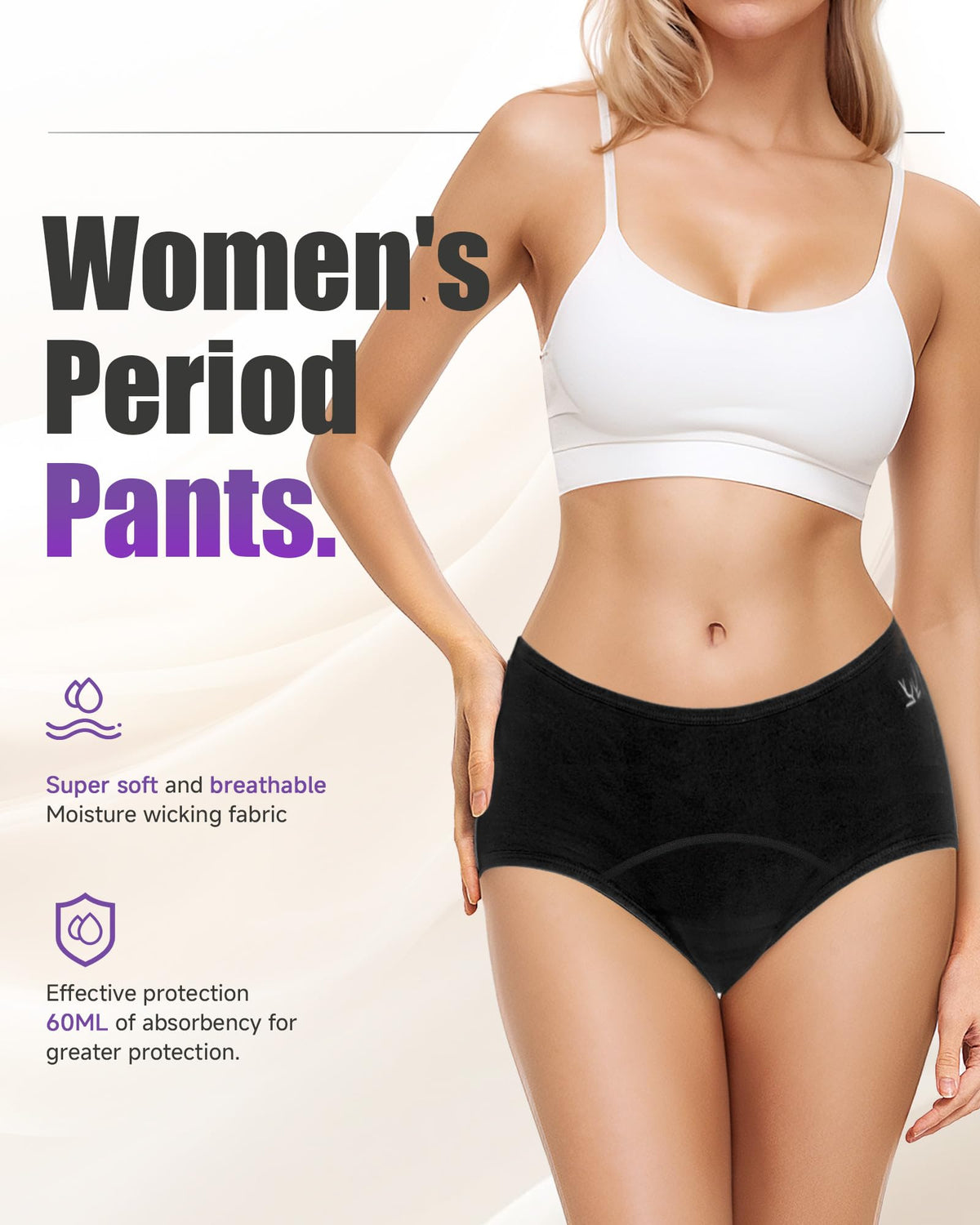 TANSTC Period Pants for Women, Leakproof Period Underwear Pack of 3