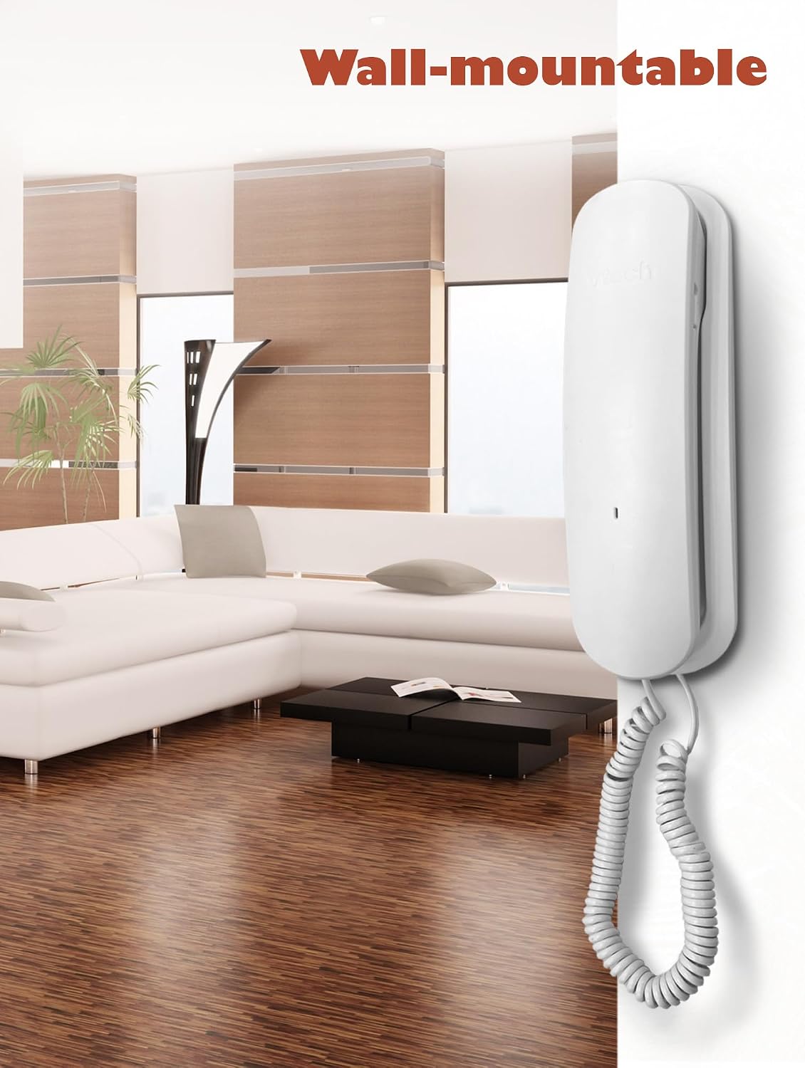 VTech CD1100 Trimstyle Corded Home Phone.No AC Power Required,Landline Phone with last number redial key,ringer control,receiver volume control,recall key,hearing aid compatible,table&wall mountable