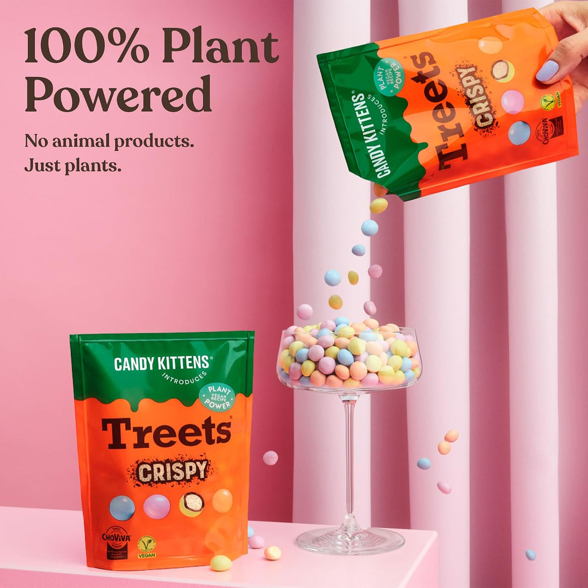 Candy Kittens Treets Rice Crispy Vegan Chocolate Snack, 120g, 1 Pack