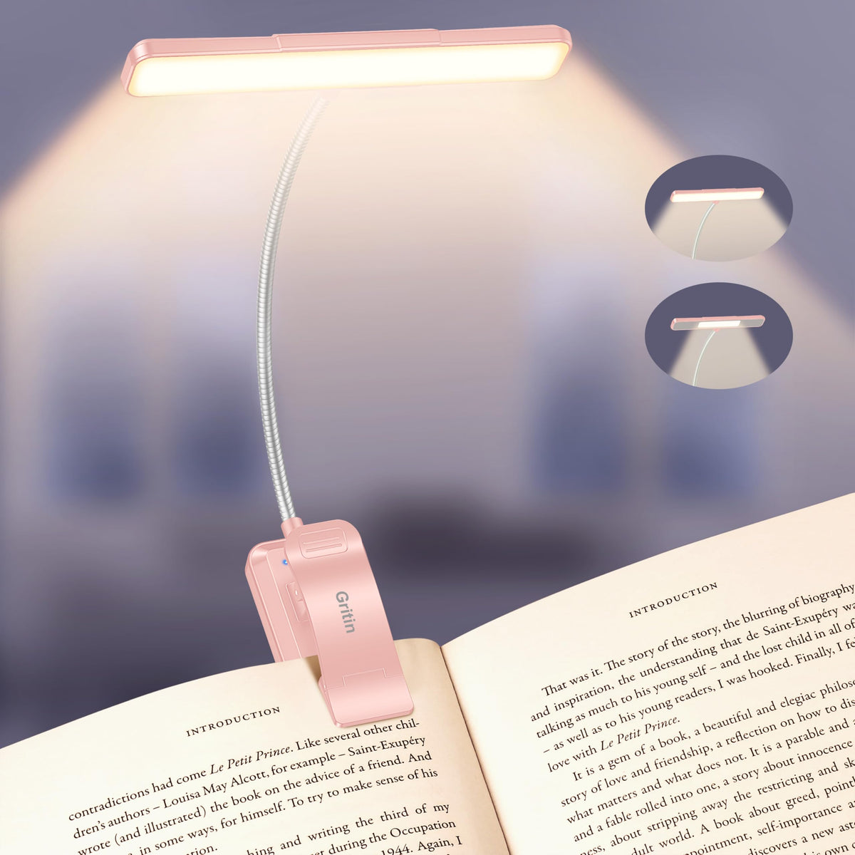 Gritin 2026 Gen 2 Book Light for Reading-32 Eye Caring Full Spectrum LED
