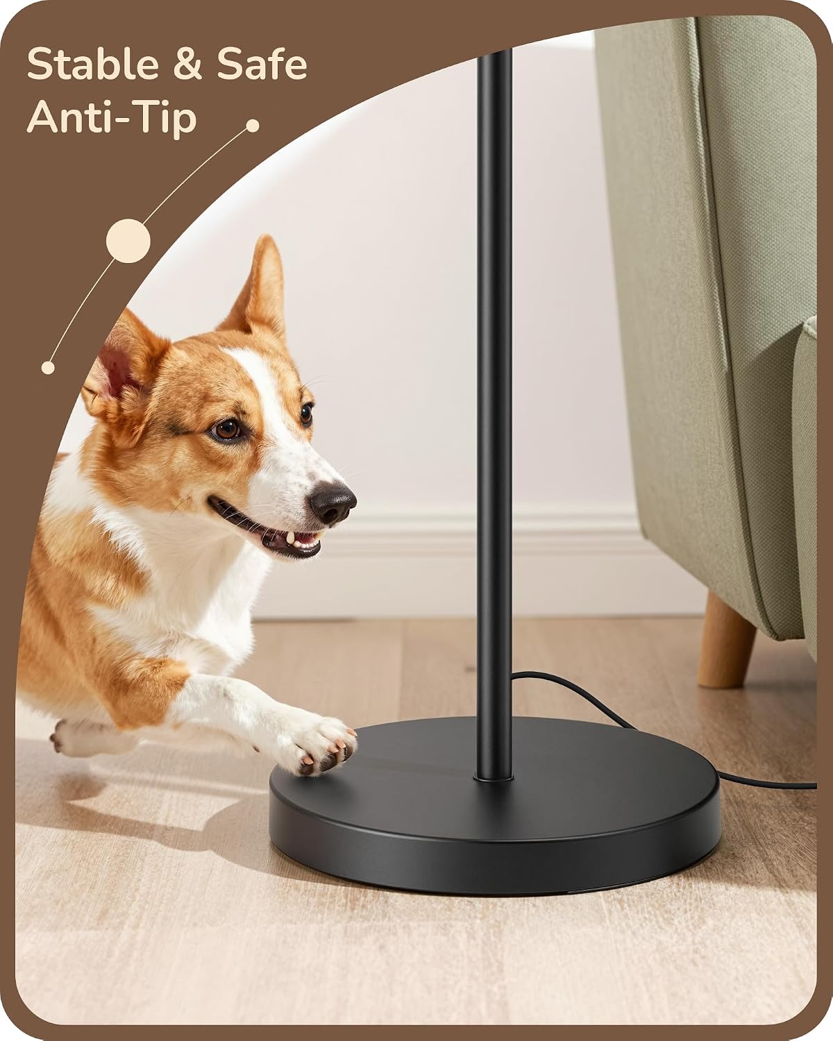 EDISHINE 57'' Modern Floor Lamp with Linen Shade, 2700K LED Bulb Included