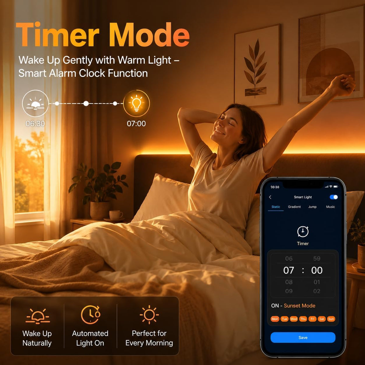 20M RGB LED Strip Lights for Bedroom, Music Sync Colour Changing LED Tape with Bluetooth App & Remote, 16M Colours, Dimmable, Timing Mode, Self-Adhesive for Home Party Kitchen Christmas Decor
