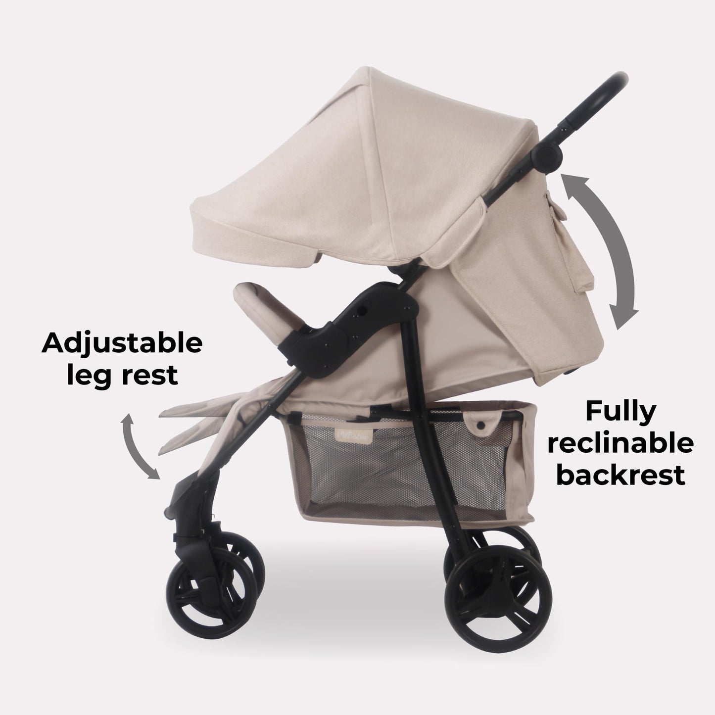 My Babiie MB30 Pushchair – from Birth to 4 Years (22kg), Easy Compact Fold, Large Shopping Basket, Adjustable Handle, Stroller Includes Cup Holder, Rain Cover – Black & Grey