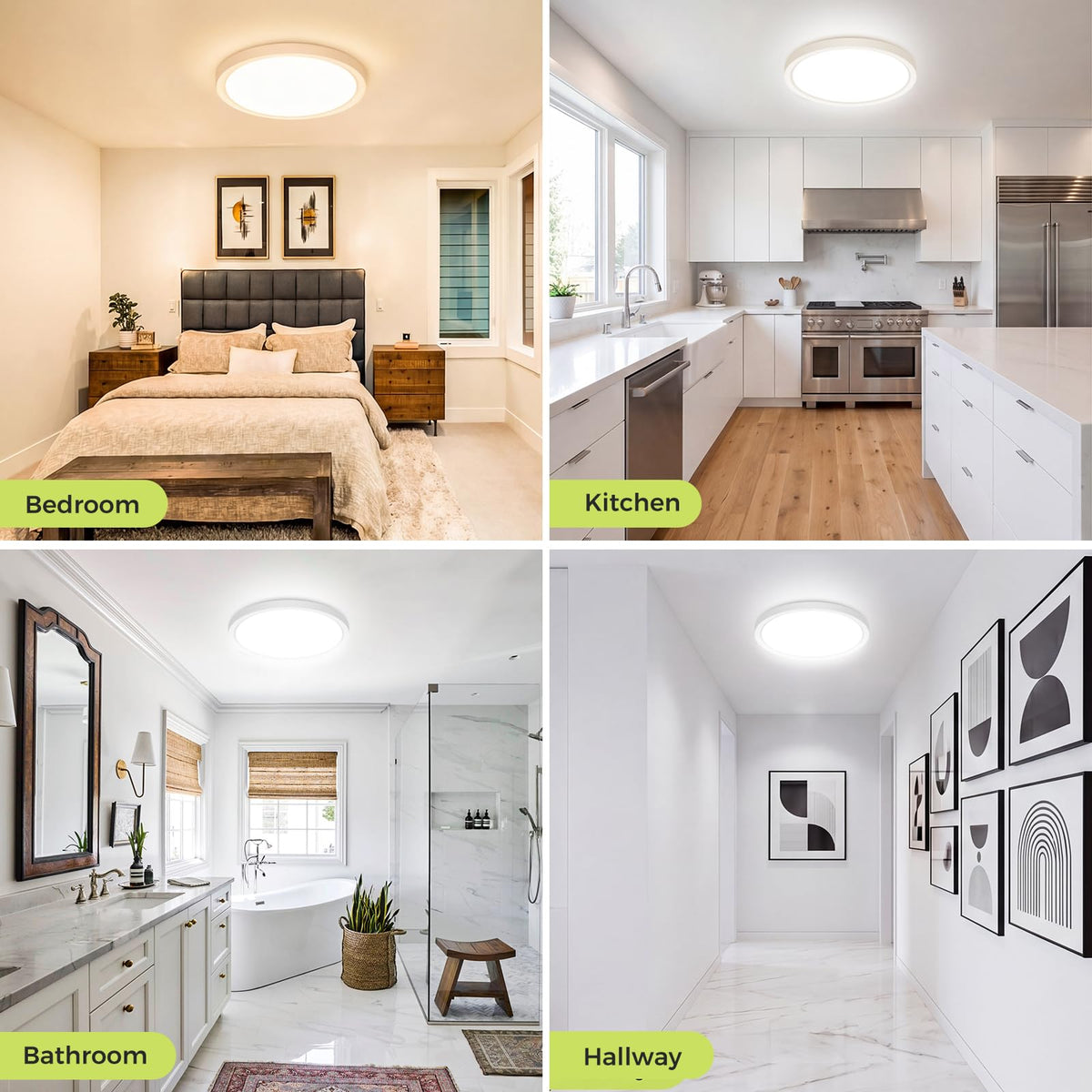 hepside 2 Pack Bathroom Ceiling Light 30cm, 3000K/3500K/4000K/5000K/6500K 5CCT LED Ceiling Lights, 24W, Modern, Waterproof, Round Flush Mount for Bathroom, Kitchen, Bedroom, Hallway