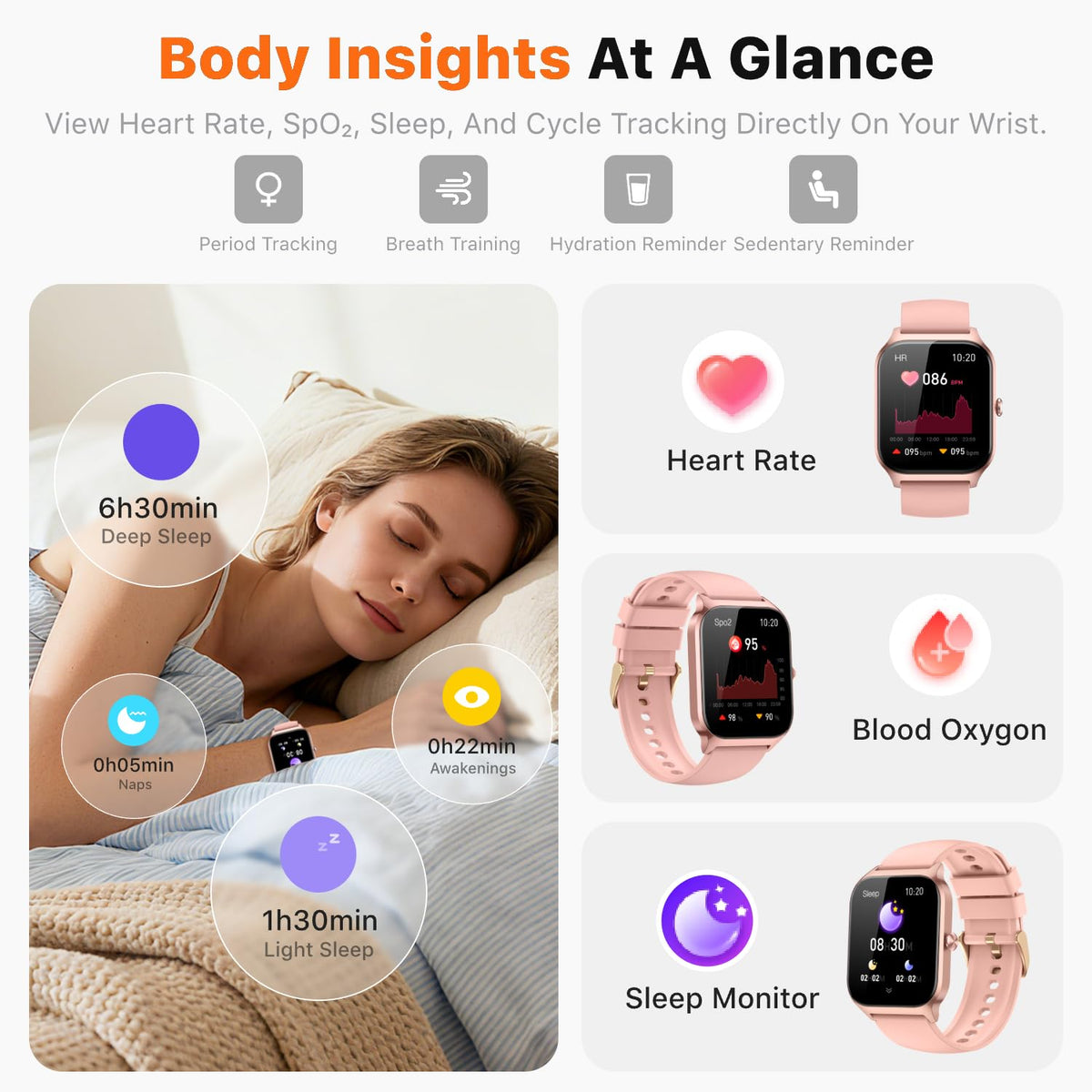 Smart Watch for Women Men - Answer/Make Call, Fitness Tracker Smartwatch for Android iPhone Compatible, Sleep Female Cycle, 120+ Sports Modes Step Counter (Blue, 2 Straps)