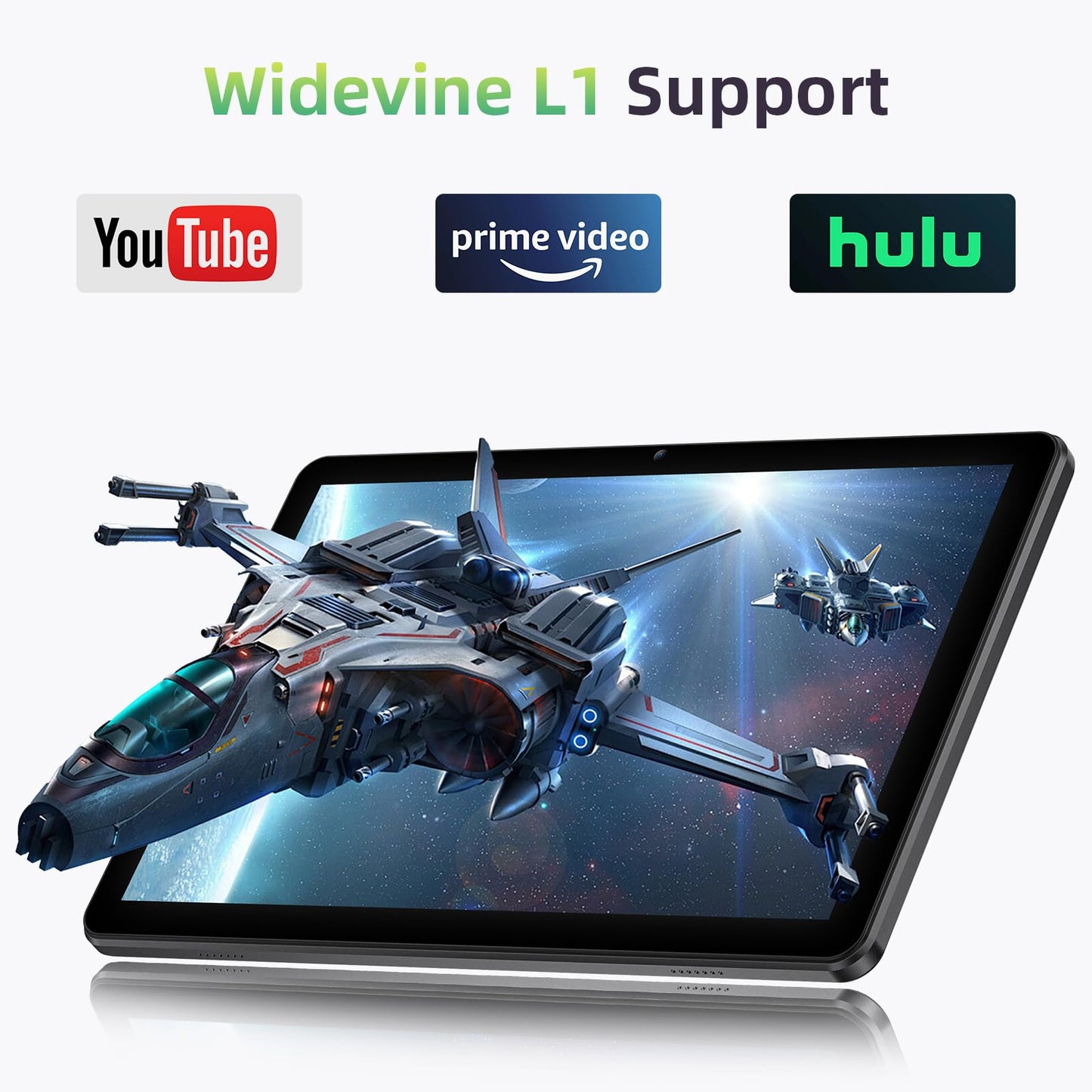 Tablet 10 Inch, Android 15 Tablets with Case, Mouse & Keyboard, Octa-Core, 24GB RAM+128GB ROM+1TB Expand, 1280 x 800 HD IPS Display, Dual Camera, 6000mAh, WiFi 6, BT 5.0, Widevine L1, GPS (Gray)