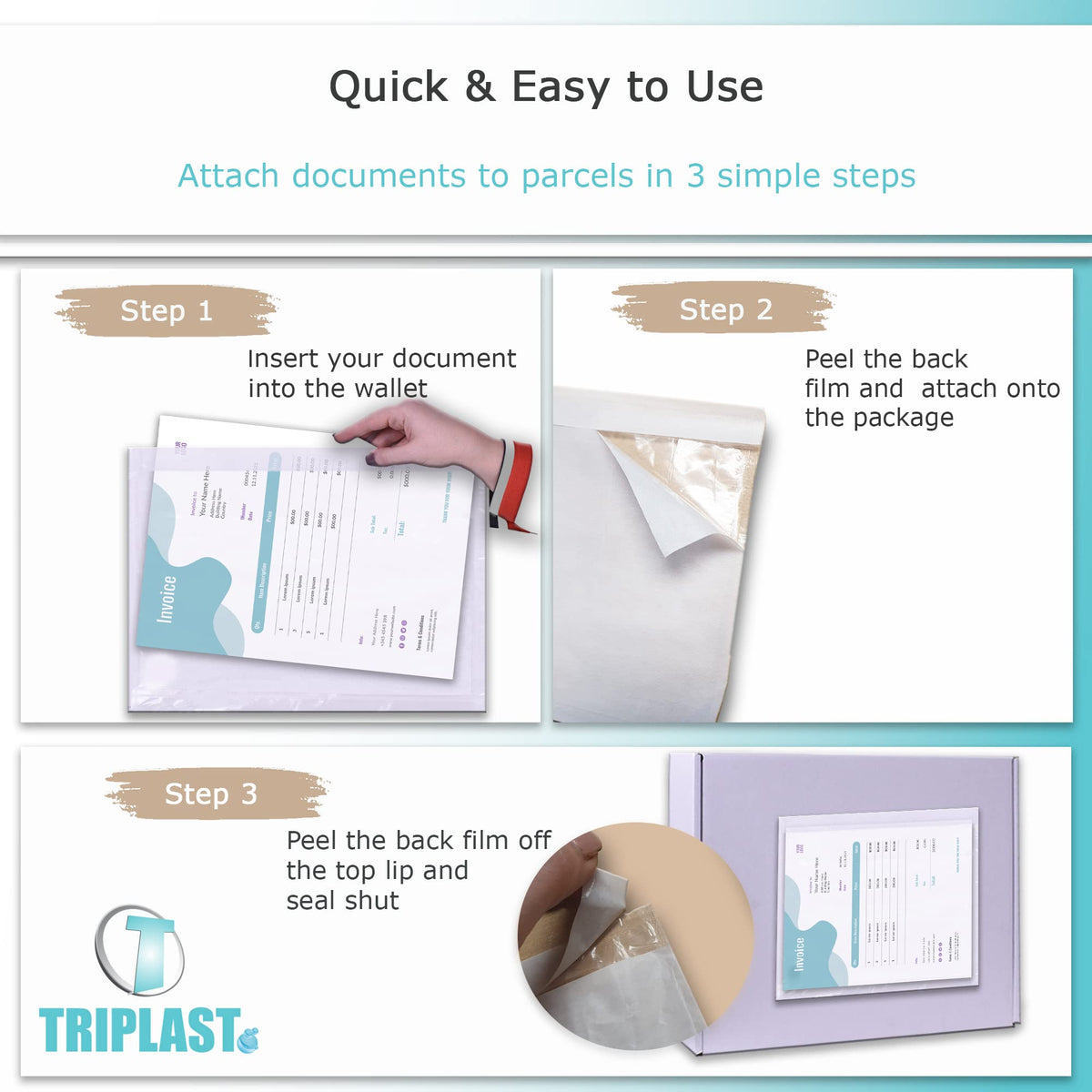 Triplast 1000 x A7 Plain Document Enclosed Wallet (95 x 125 mm) | Peel & Seal Clear Plastic Envelopes/Sleeves/Pockets/Wallets | Attach Invoices, Packing Lists & Delivery Notes to Parcels