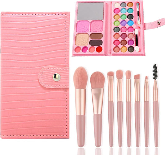 AYNKH Makeup Sets for Girls,33 Colors Children's Makeup Toys, Non-Toxic Kids Cosmetics with 8 Washable Brushes, Stage Performance Halloween Birthday Party Beauty Set Gift