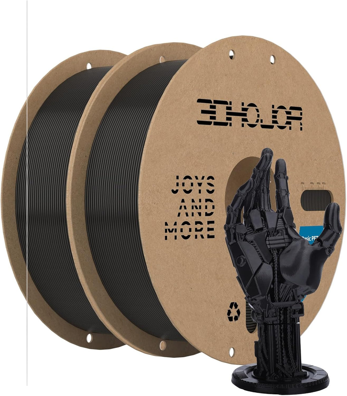 3DHoJor Basic PETG Filament 1.75mm 1kg*2 Bundle for 3D Printers-2Pack Black