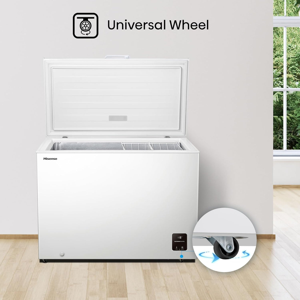 Hisense FC386D4AWLE 297Litres Freestanding Chest Freezer, 4 Star Freezer Rating, E Rated in White