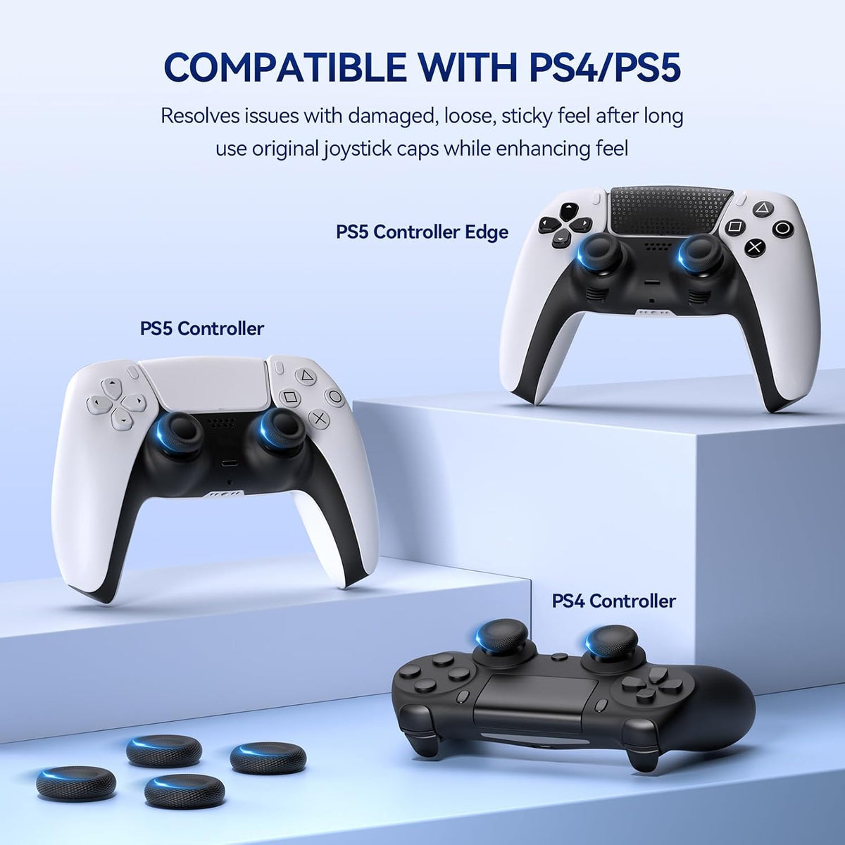 NEWDERY Joystick Replacement Grip Caps for PS5/PS4 Controller
