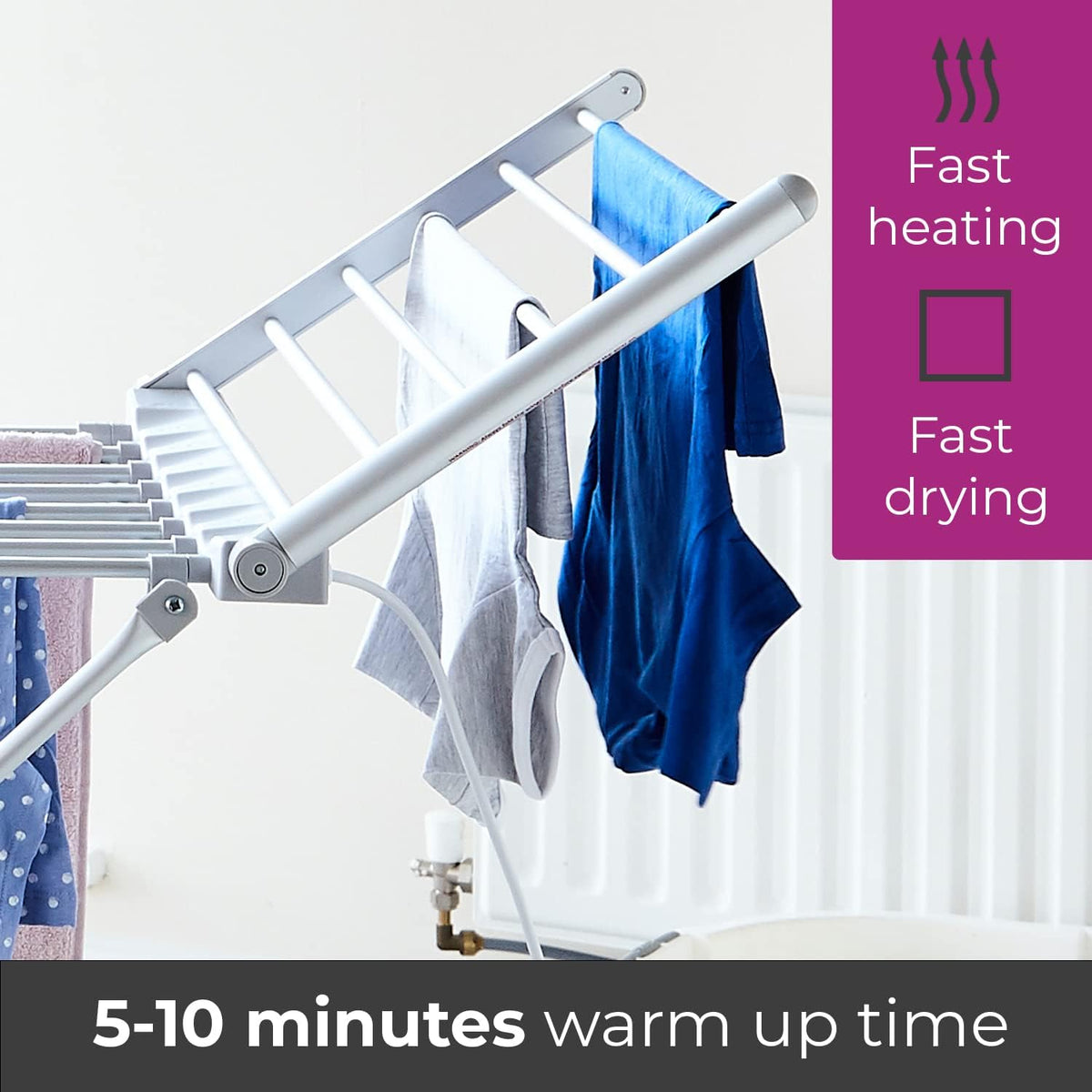Neo Indoor Electric Winged Airer Folding Foldable Laundry Clothes Portable Cloth Heat Heated Rack Dryer