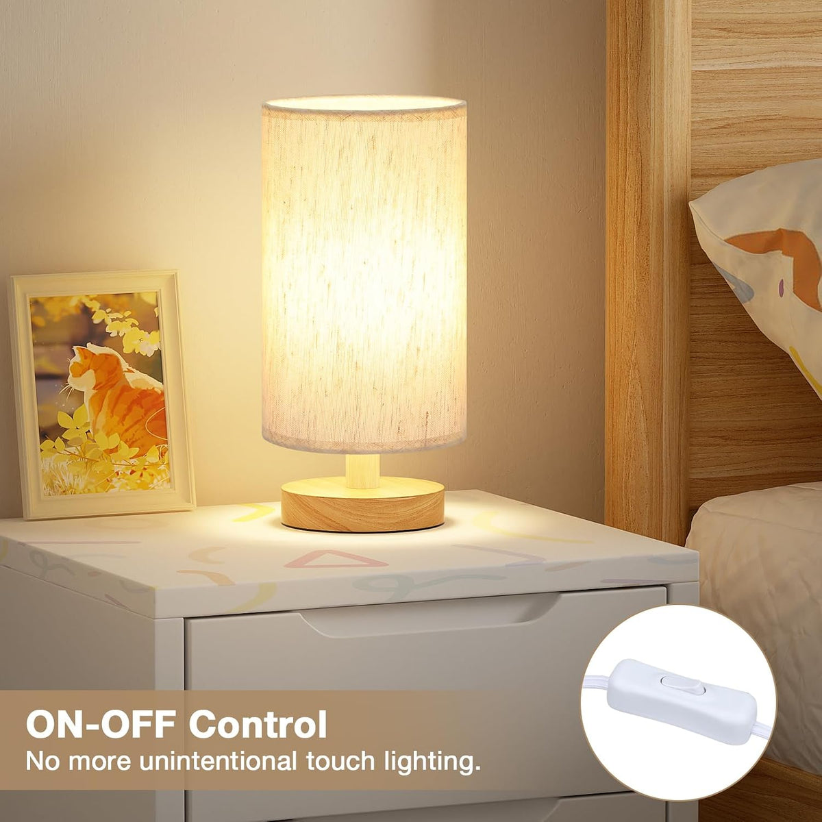 Aooshine Bedside Lamps, 3000K Warm Table Lamp for Bedroom Living Room