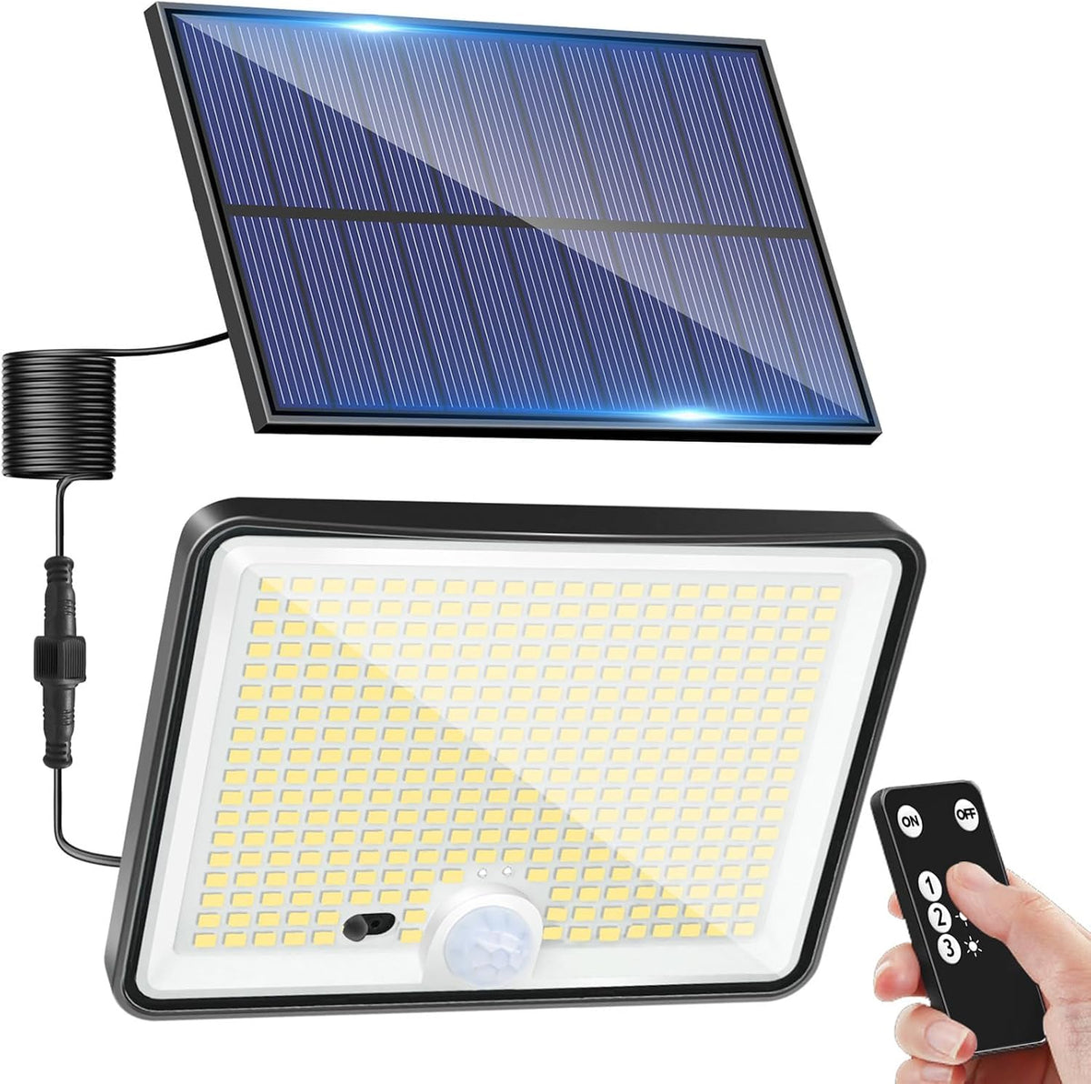 LOTMOS Solar Lights Outdoor, 342LED Remote Security Lights Motion Sensor