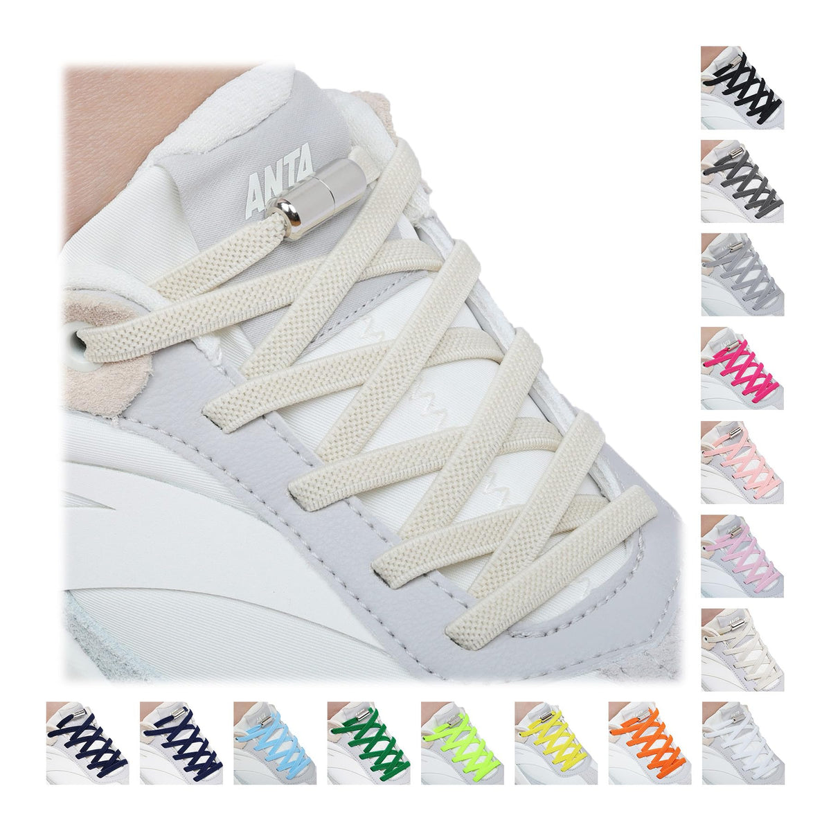 Handshop 2 Pairs Elastic Laces, No Tie Shoelaces for Trainers