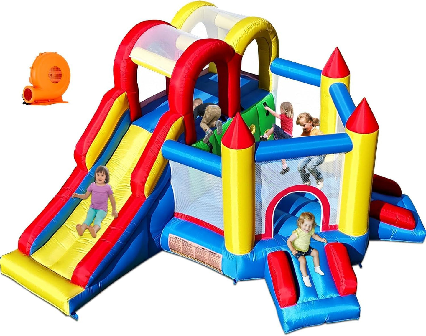 Baralir 7-in-1 Kids Inflatable Bouncy Castle with Blower — 371x351x188cm | Ages 3-10