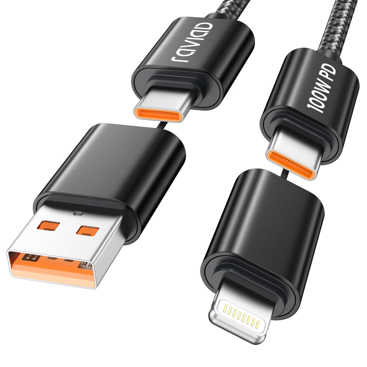 RAVIAD Multi Charger Cable, 3 in 1 Charger Cable 3A USB Fast Charging Cord