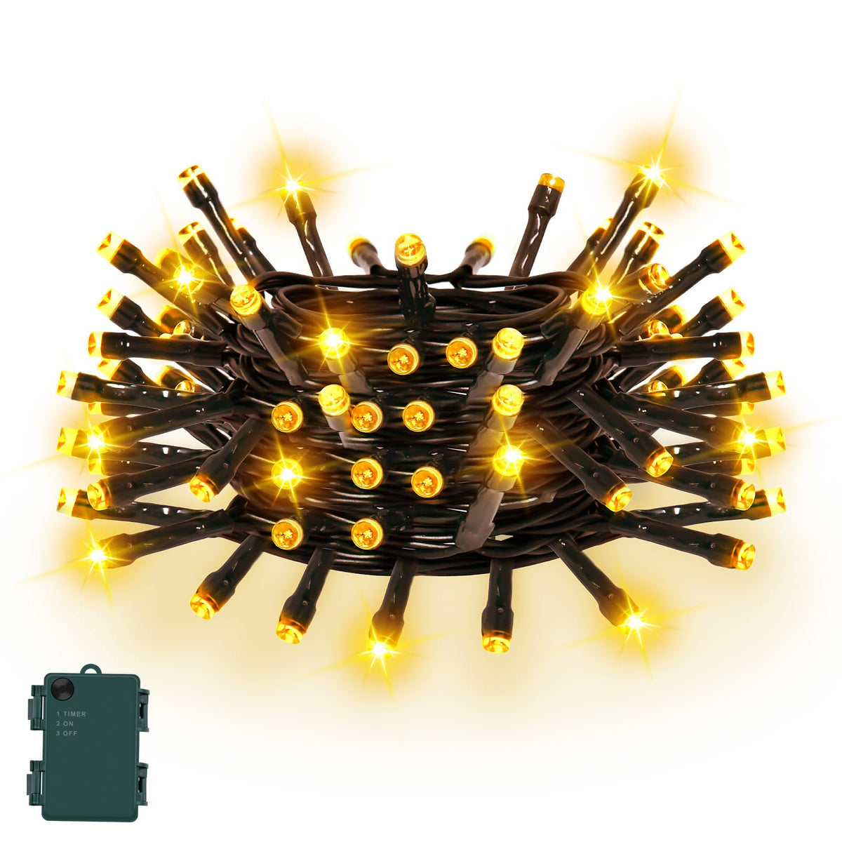 Gcstnn Battery Fairy Lights, 3M/9.8Ft 30LED Battery Powered Fairy Lights Indoor Outdoor with 6h Timer Waterproof String Lights On Green Cable,for Bedroom Christmas Tree Decorations,Garden-Cool White