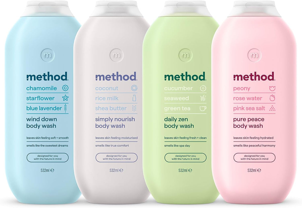 Method Wind Down Body Wash, Chamomile & Blue Lavender, Shower Gel, 532ml