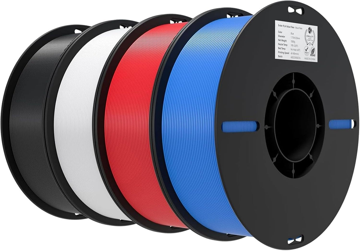 Creality Ender PLA 3D Printer Filament 1.75mm, 4 Packs 1KG Spool(2.2lbs), Dimensional Accuracy +/-0.03mm, No Clogging & Bubbles, Fits for Most FDM 3D Printers (White*4KG)
