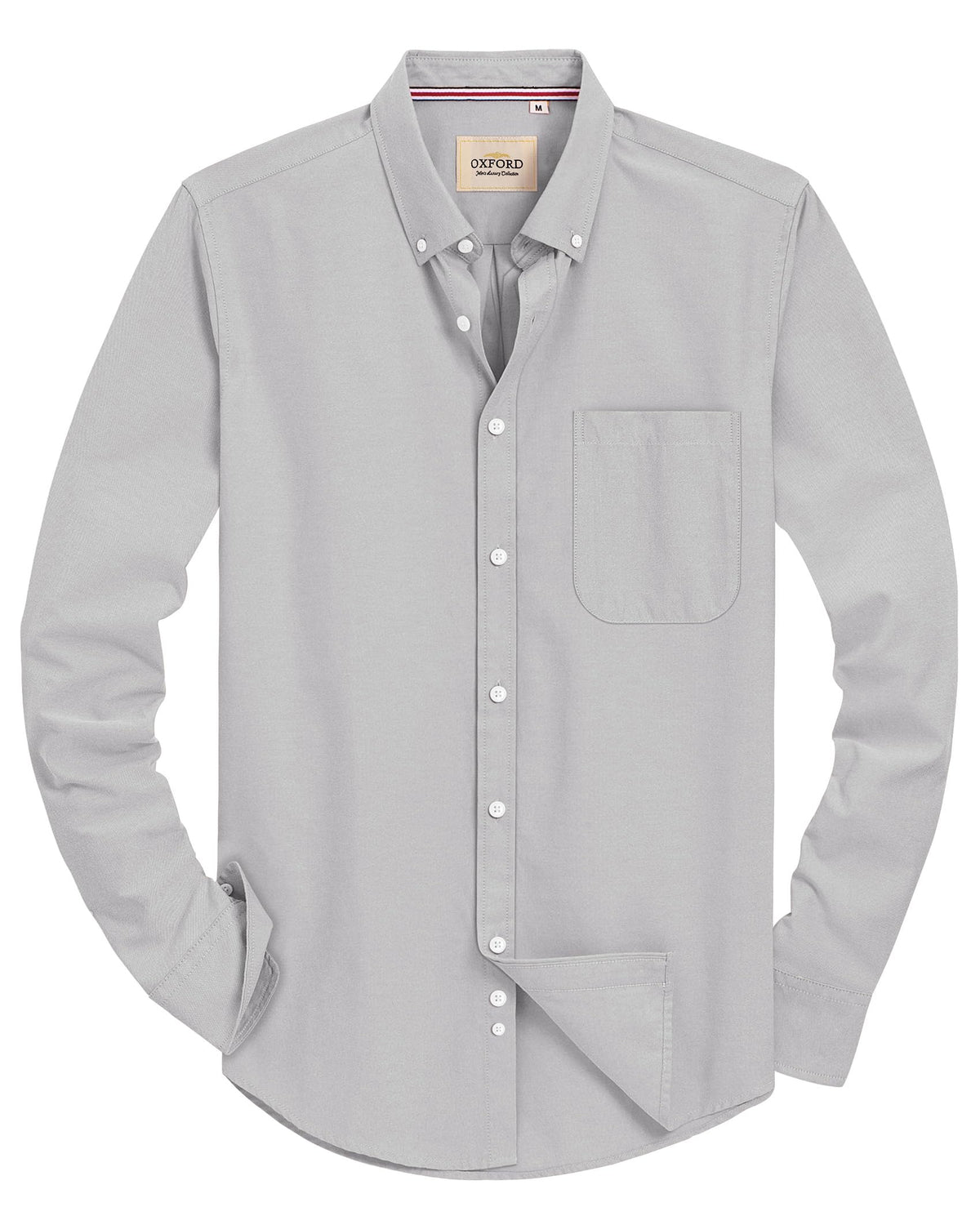J.VER Men's Long Sleeve Oxford Shirts Smart Casual Business Formal Plain Non Iron Button Down Shirt with Pocket