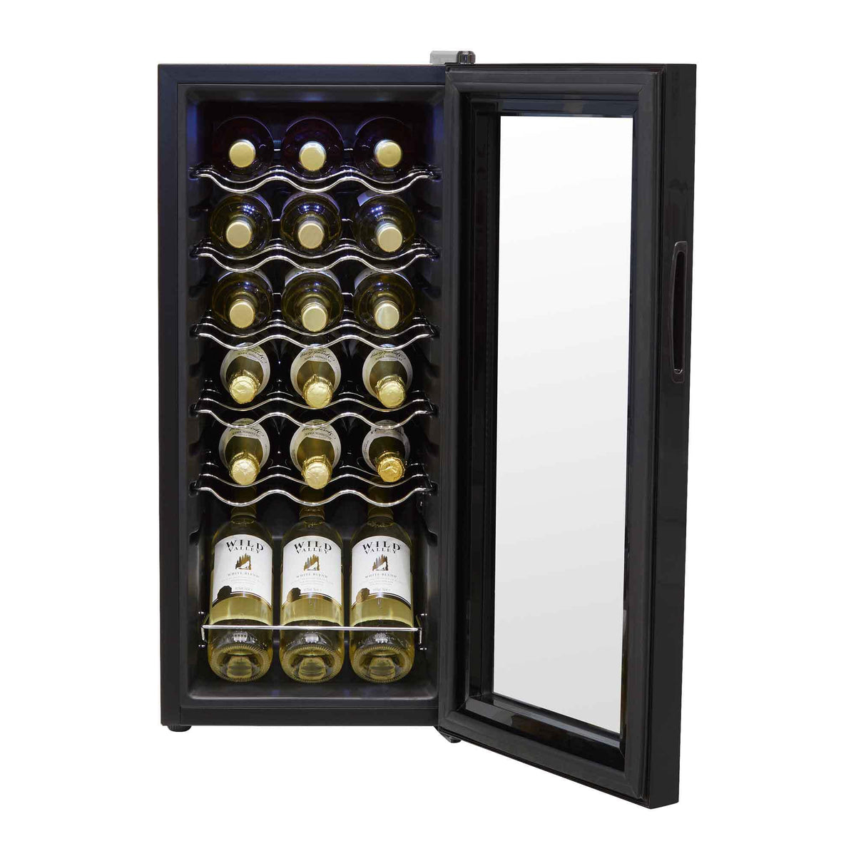 Dellonda Baridi 12 Bottle Wine Fridge with Digital Touch Screen Controls, Metal Shelves & LED Light, Black - DH73