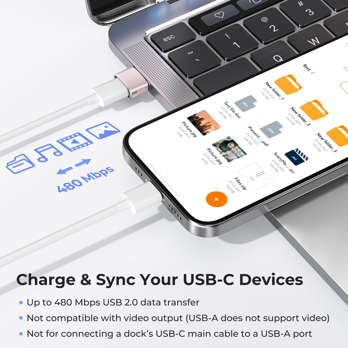 BASESAILOR USB to USB C Adapter,USBC Female to USB A Male Adapter 3Pack