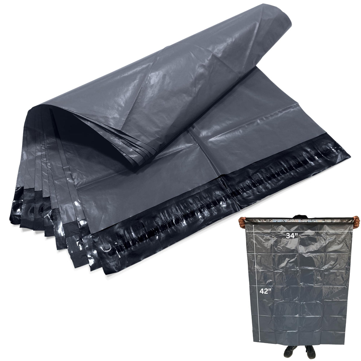 JeeJaan® 200 Small Grey Parcel Bags 4" x 6" (102 x 152mm) Strong Poly Mailer Small Postage Mailing Bags Courier Shipping Postal Bags - Posting Packing Envelopes