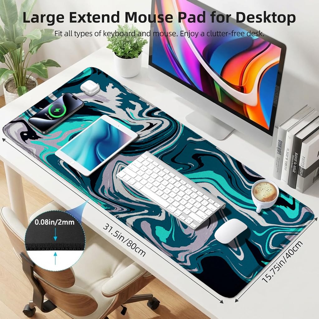 Rcege Large Gaming Mouse Pad Extended Desk Mat with Non Slip Stitched Edge
