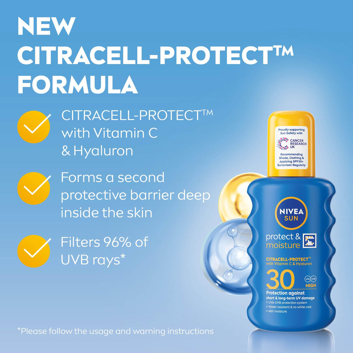 NIVEA SUN Protect & Moisture Sun Spray SPF 50+ (200ml), Moisturising Suncream Spray with SPF 50+, Advanced Sunscreen Providing Immediate, Effective UVA + UVB Protection (Pack of 2)