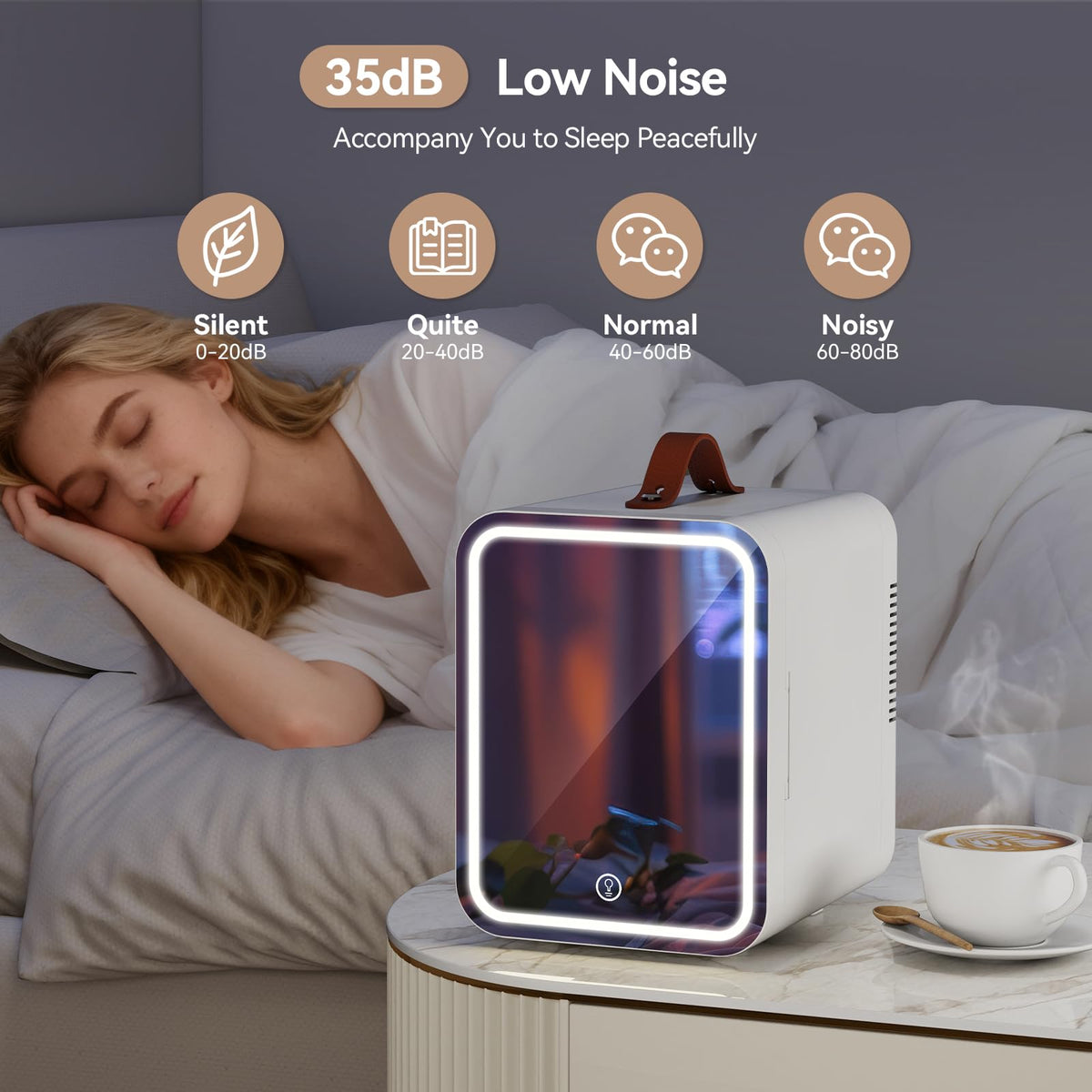 4 Liter Mini Fridge for Bedrooms, Portable Beauty Refrigerator