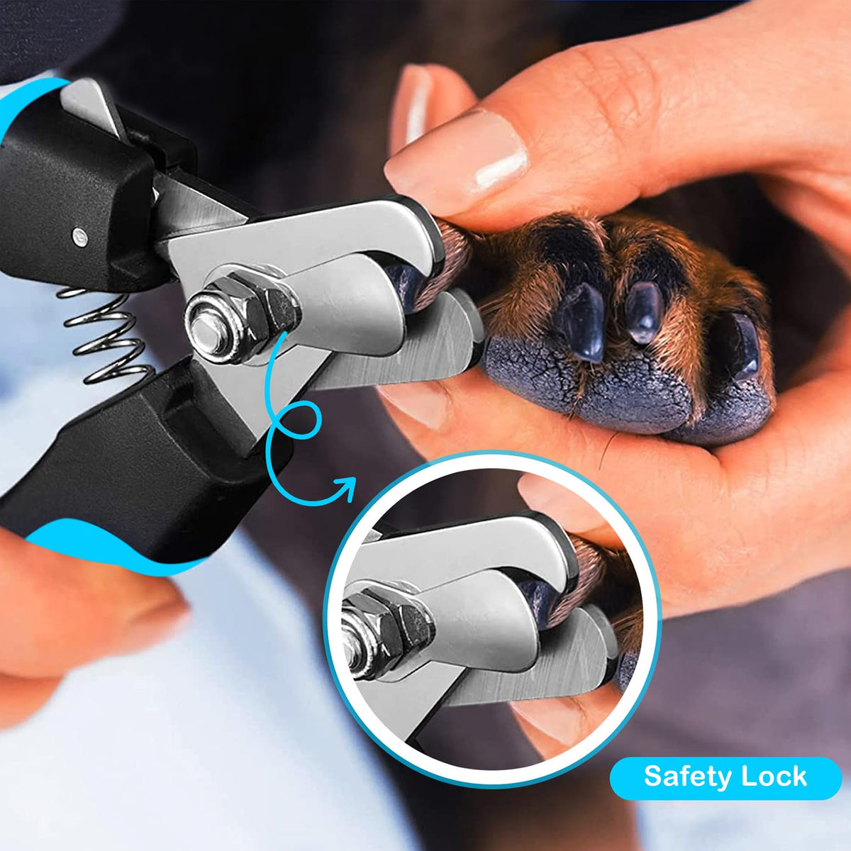 Candure Dog Nail Clippers for Large, Medium and Small Breed Professional Pet Nail Clipper Suitable for Cats, Rabbits and Guinea Pigs with Safety Lock (All Size Pets, Dark Blue)