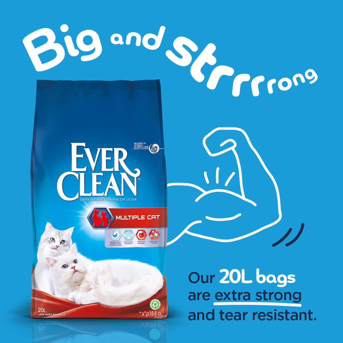 Ever Clean Clumping Cat Litter, Multiple Cat, Scented for long-lasting freshness, Unbeatable Clumping Strength, 10L