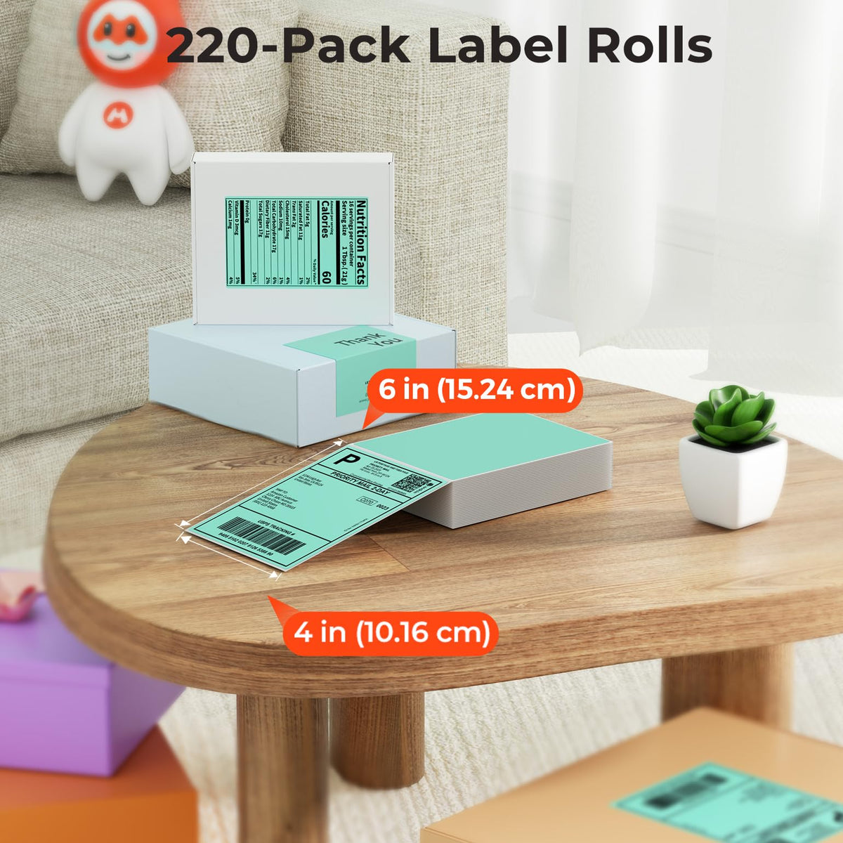 MUNBYN 4x6 Direct Thermal Labels, Fanfold Shipping Label Paper for Thermal Printer, Pack of 1000 Permanent Adhesive Labels for Shipping Packages