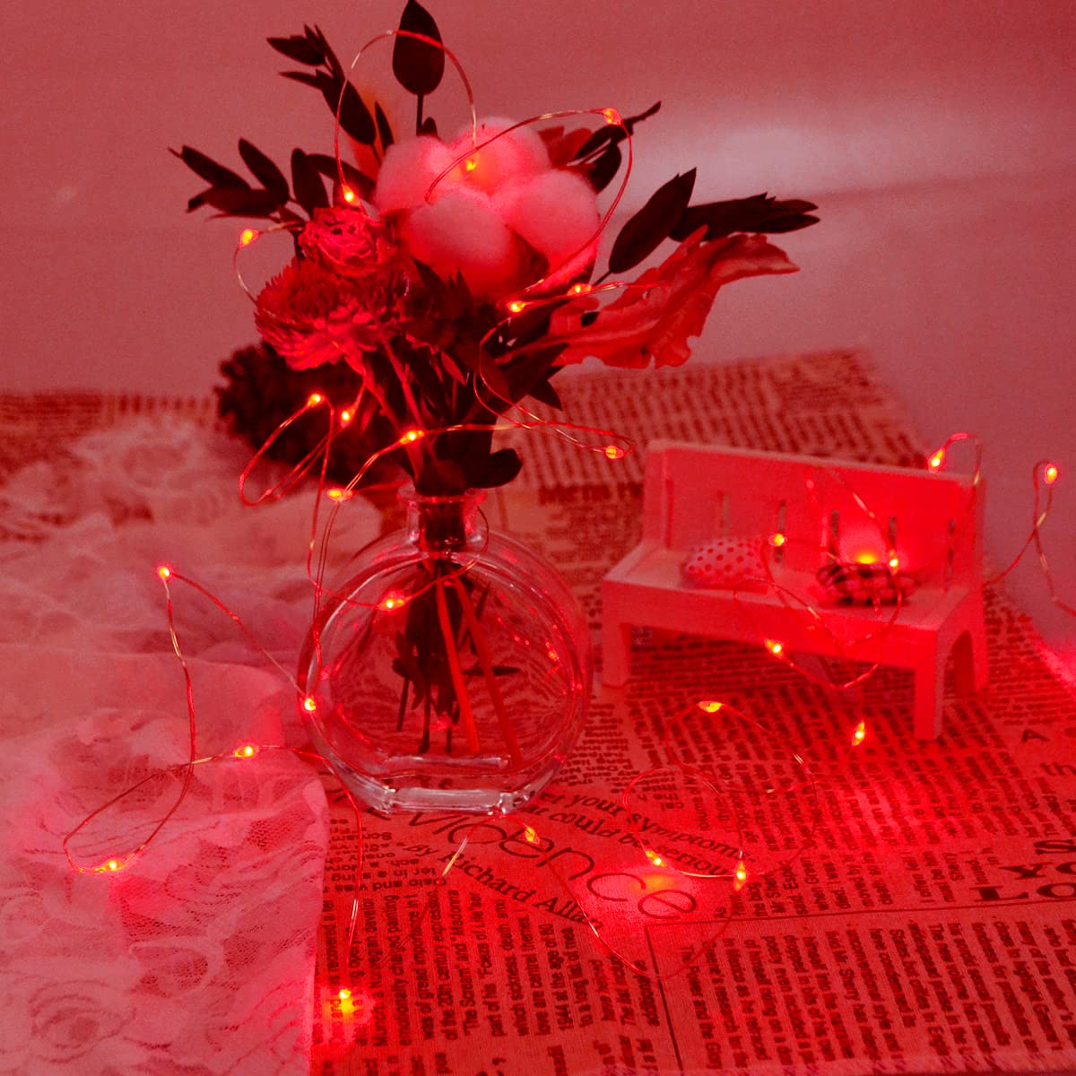 Dalugo Orange Fairy Lights, 3M/10ft Amber Fairy Lights, 30 LED Halloween Battery Lights for Autumn Halloween Christmas Decorations, Fireplace, Home Decor