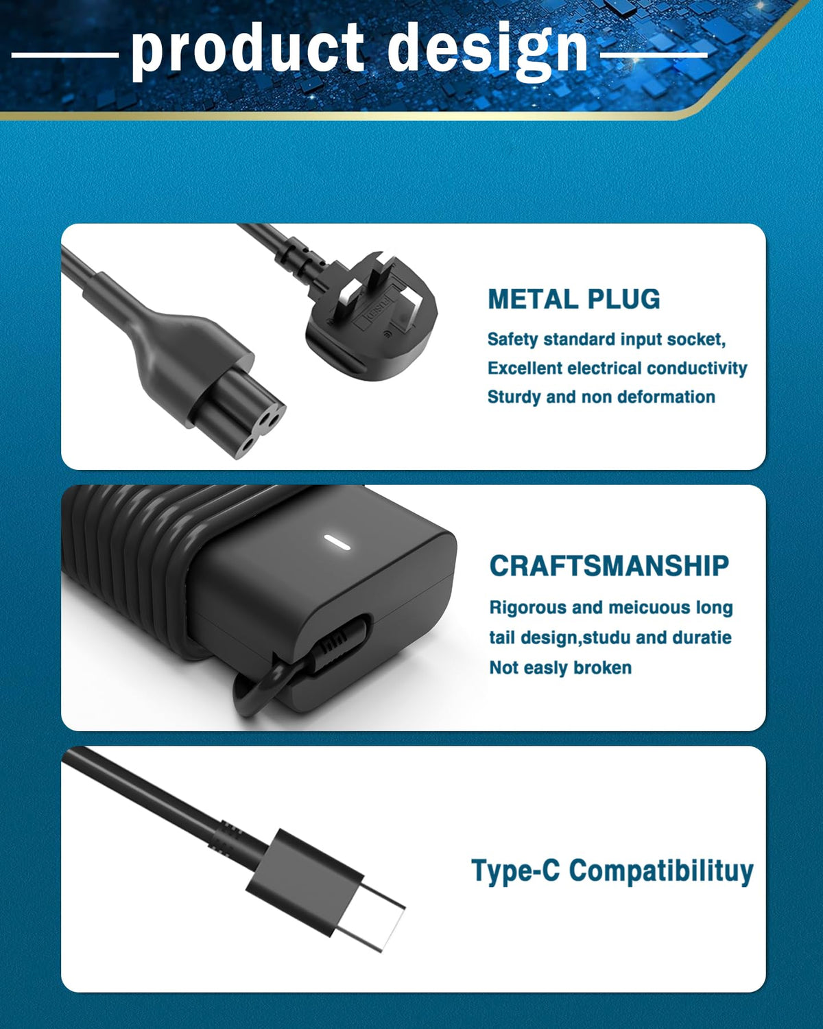 45W 19.5V 2.31A Laptop Charger Compatible with HP Stream 11 13 14 Pavilion 11 13 15(4.5mm x 3mm)