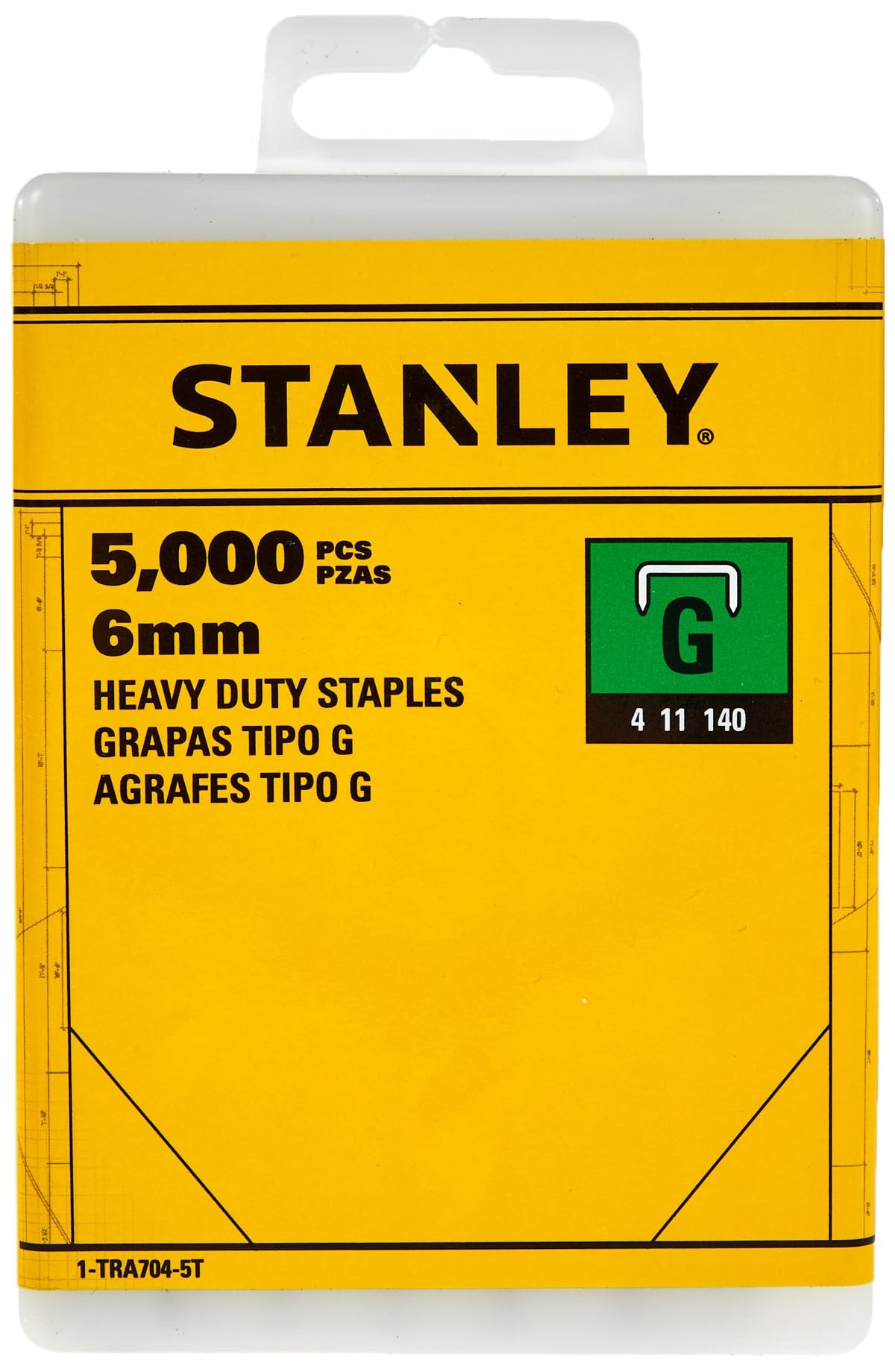 STANLEY 14mm Heavy-Duty Staples, Type G, Pack of 1000, 1-TRA709T
