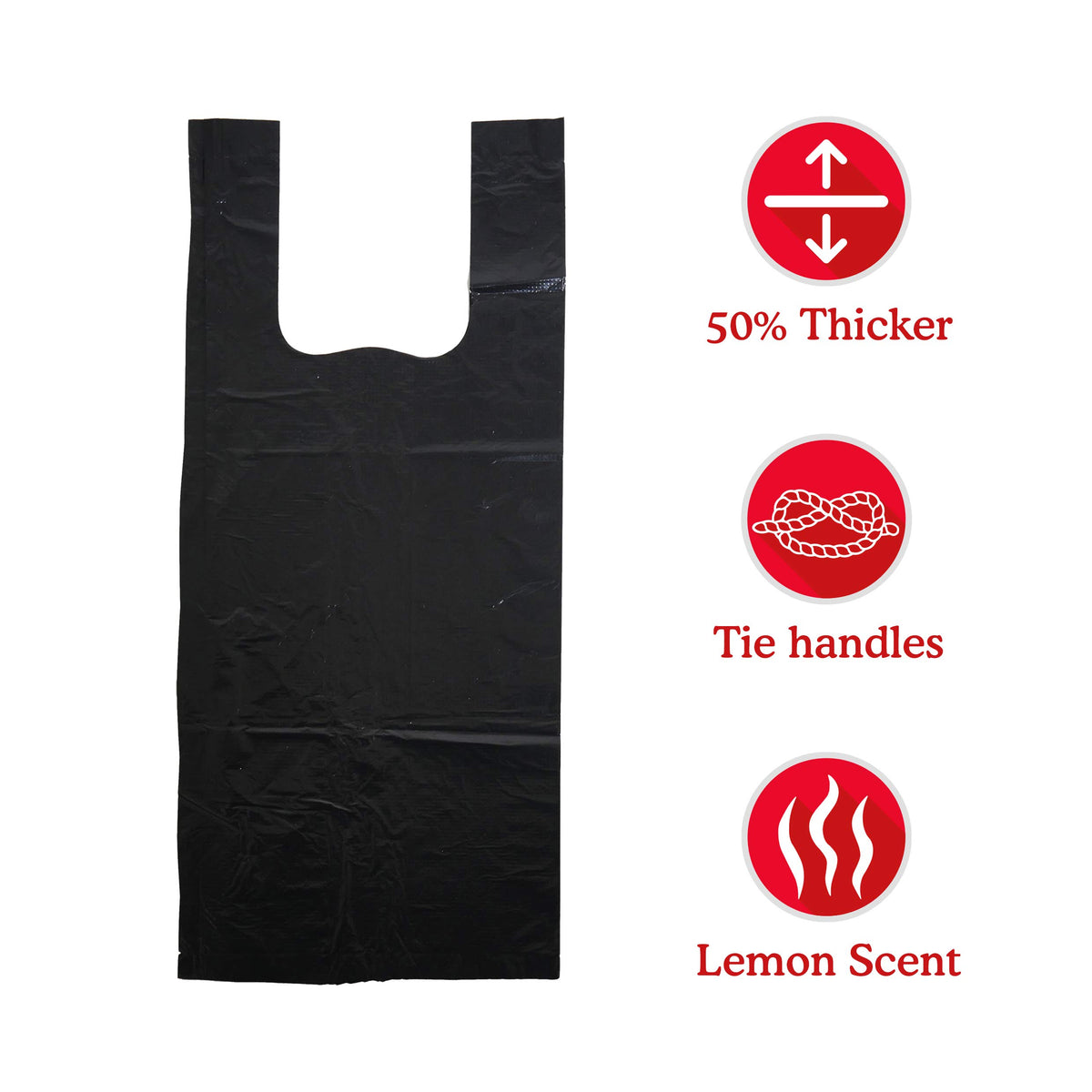 Rosewood Dog Poo Bags with Handles - 100 Easy Clean-Up Poop Bags, Loose Packed Dog Waste Bags with Tie Handles, Lightly Scented, Black