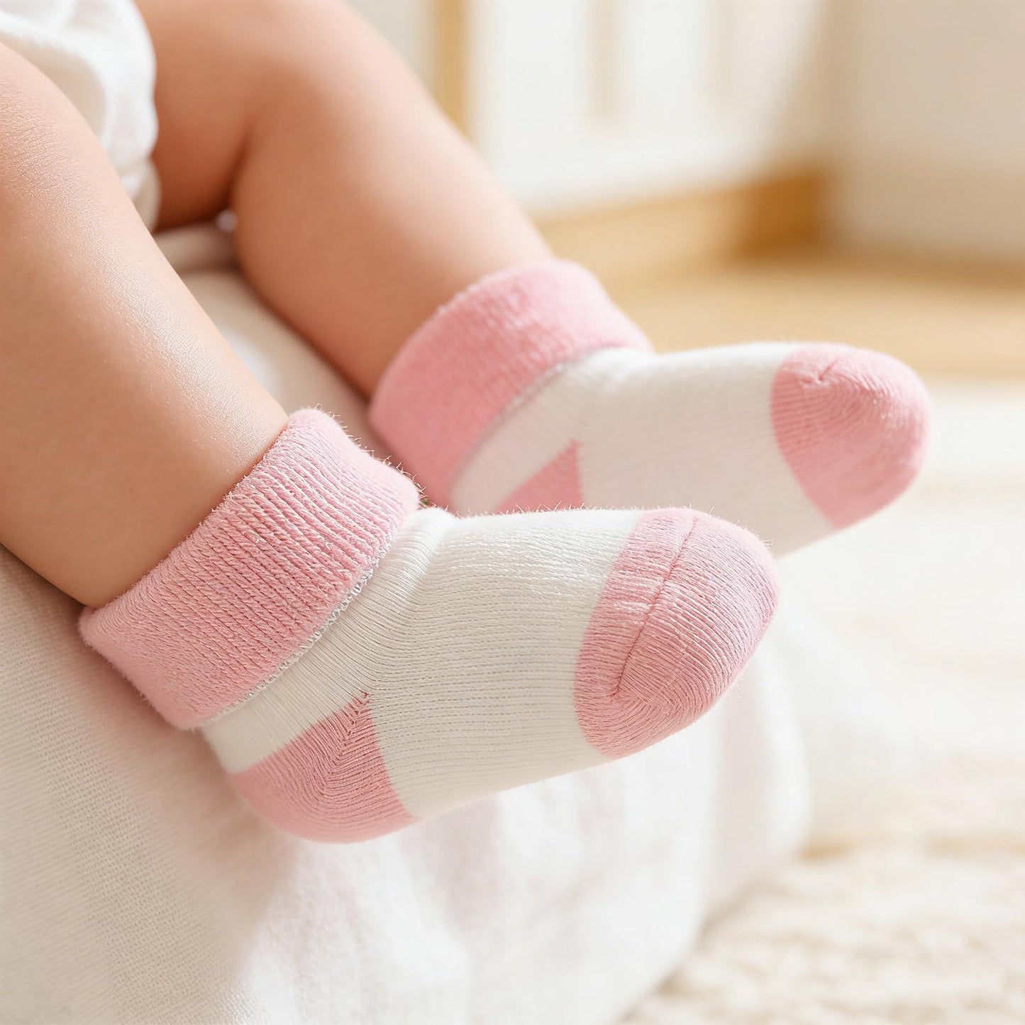 Baby Terry Warm Socks - Unisex baby Boy and Girl socks 0-12 Months Toddler Cute Cotton Socks Cozy Thick thick newborn sock 5 Pack