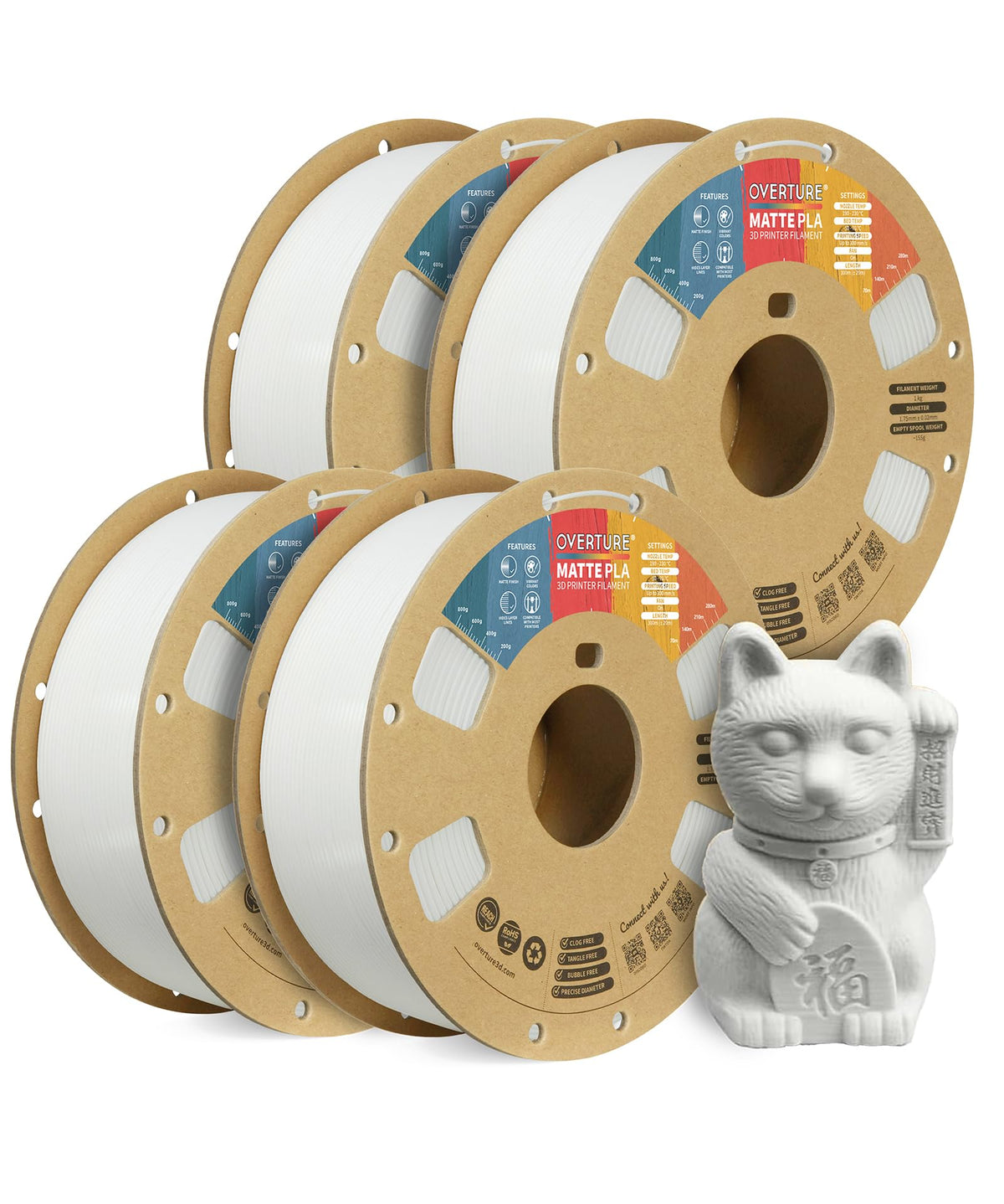 OVERTURE Matte PLA 3D Printer Filament 1.75mm, 1kg Light Brown