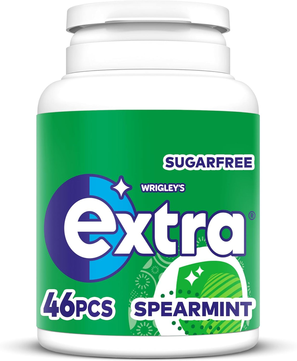 Wrigley's Extra Chewing Gum, Spearmint Flavour, 46 pieces, Sugar Free Chewing Gum Bottle with Xylitol