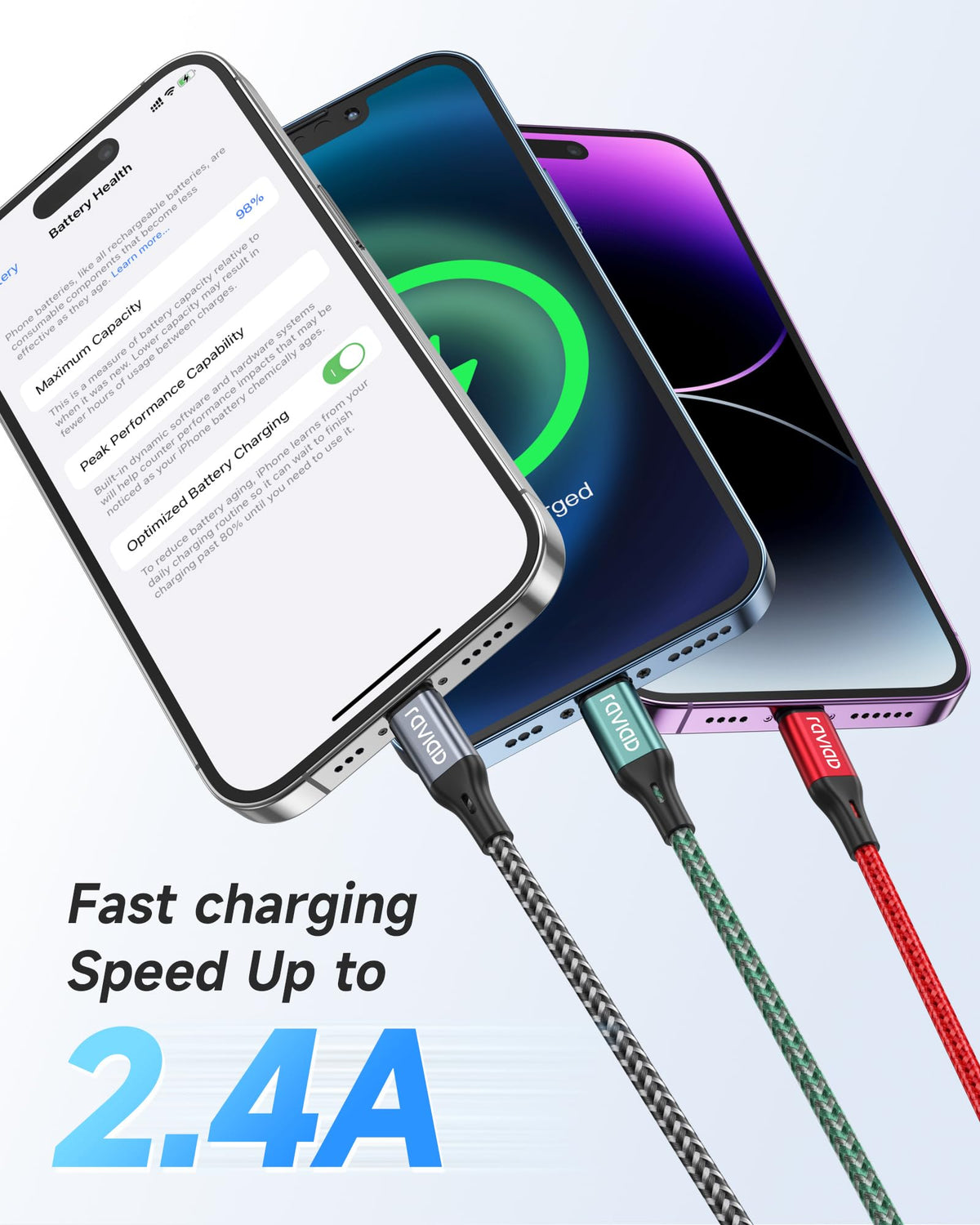 RAVIAD Long iPhone Charger Cable 3M 2Pack MFi Certified Lightning Cable