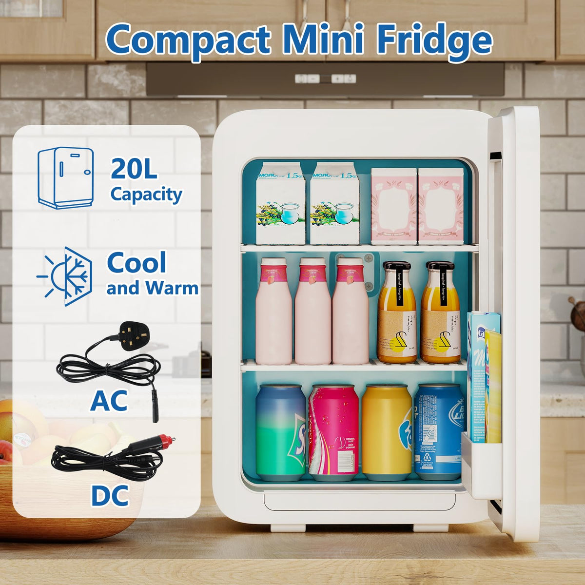 ARTETHYS Mini Fridge for Bedrooms, 20L Small Car Fridges