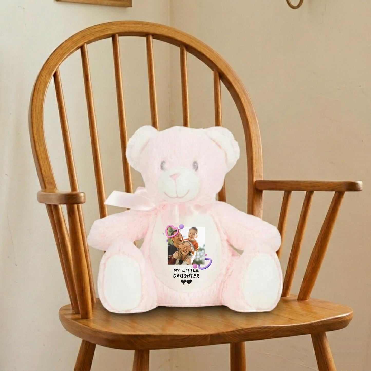 Personalized Teddy Bear with Photo and Text, Custom Plush Toy, Polyester, Memory Keepsake Soft Toy for Kids and Couples (Light Brown Teddy)