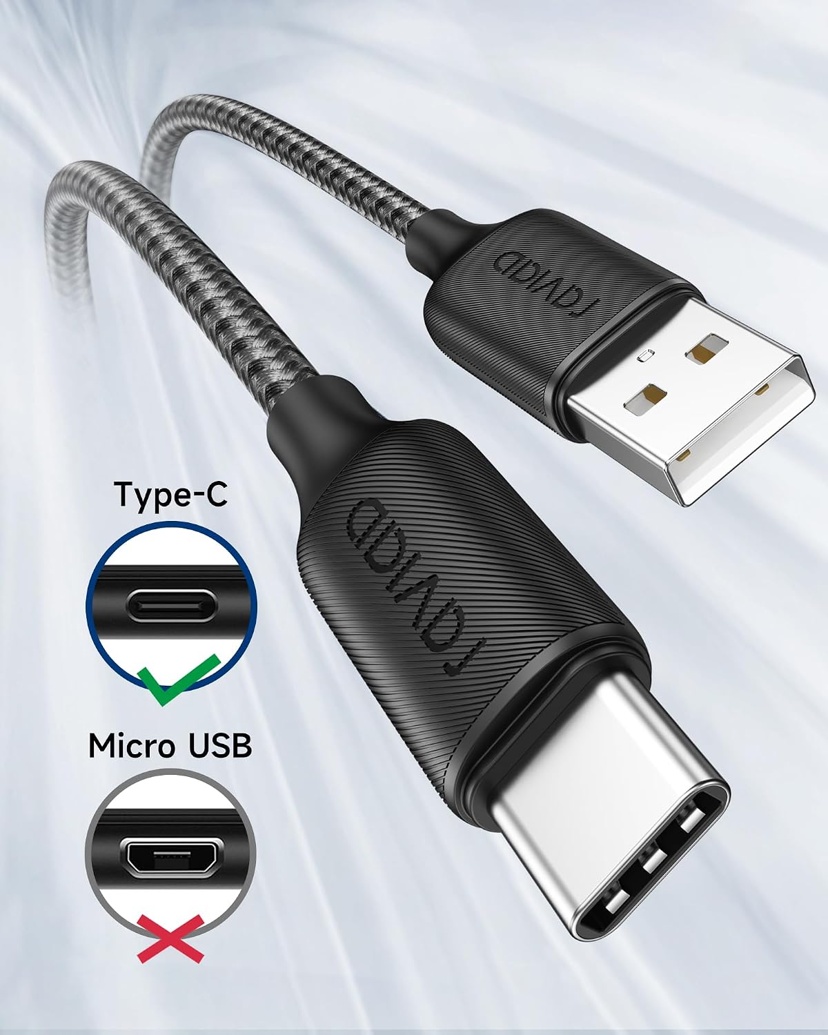 RAVIAD USB C Charger Cable 3M Long Type C Cable Fast Charging 3.1A Braided