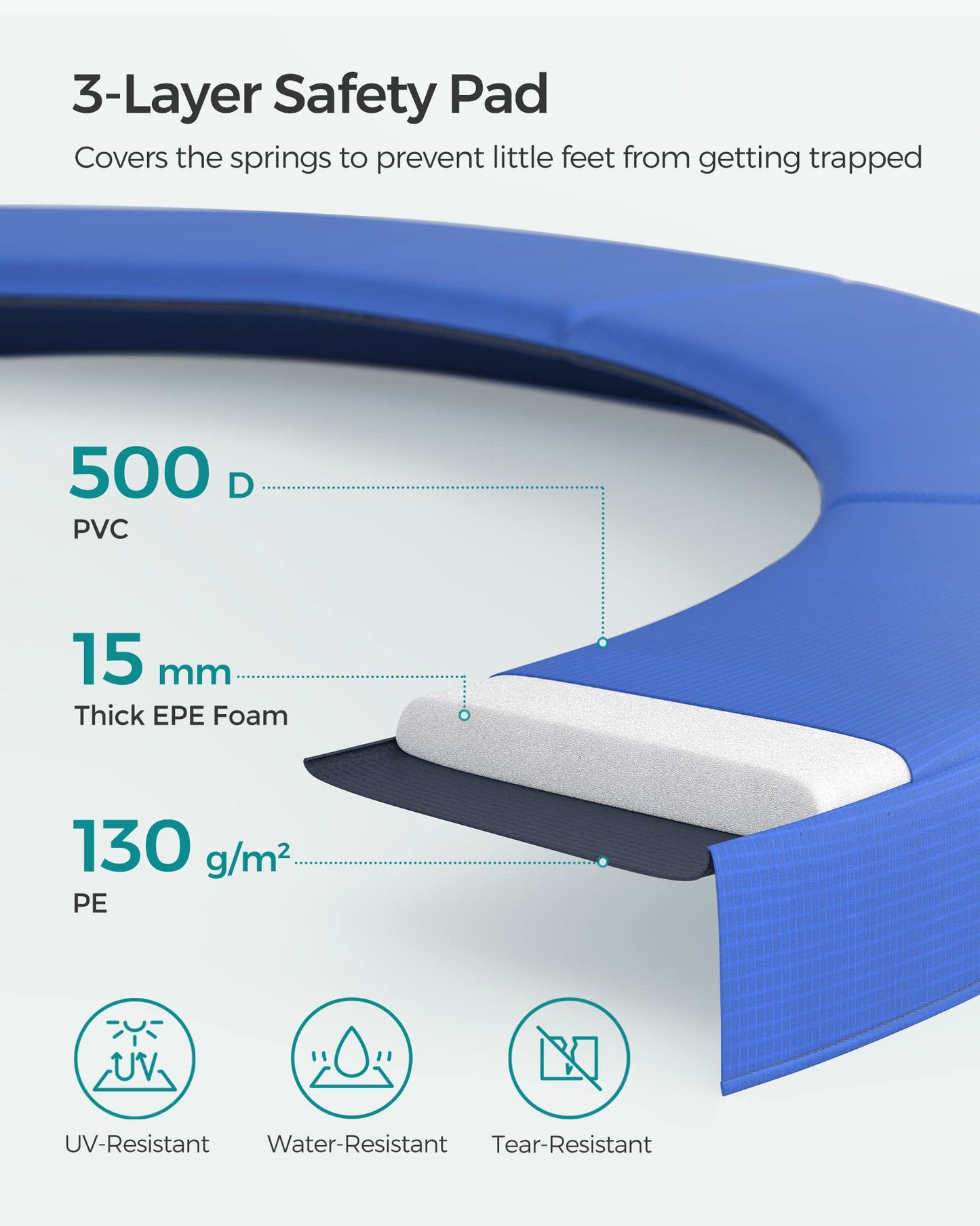 SONGMICS 10ft Children's Outdoor Trampoline with Safety Net & Ladder — Max 100 kg | 2-Year Warranty
