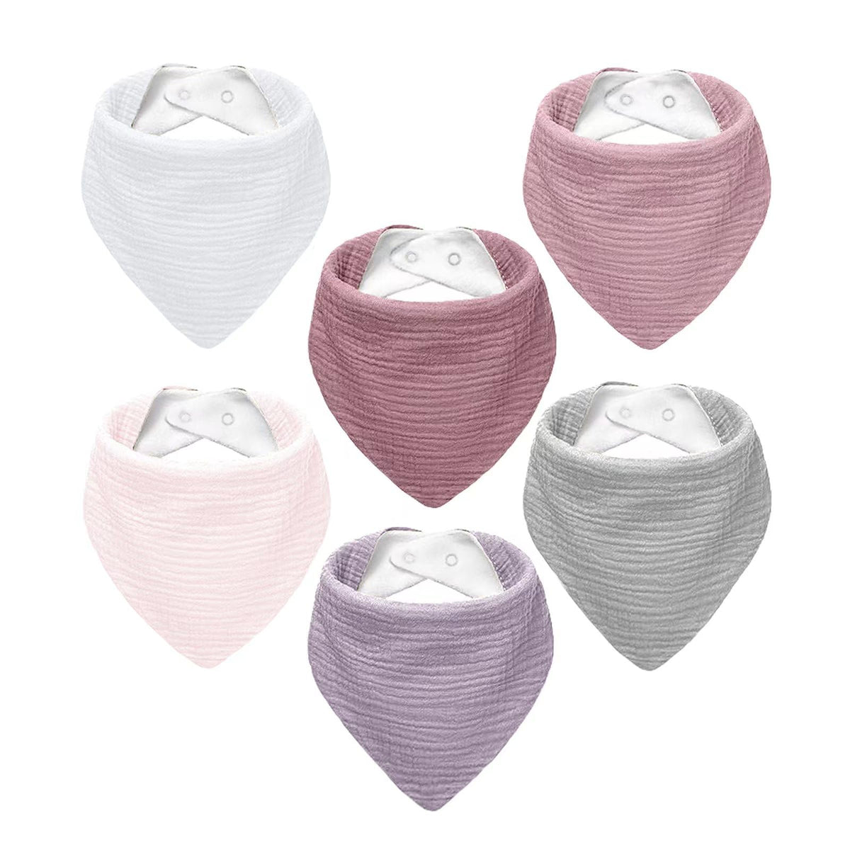 NISXABEBE Muslin Baby Bibs 6 Pack Dribble Bandana Bibs Cotton Drool Bibs for Teething Soft and Absorbent with Adjustable Snaps